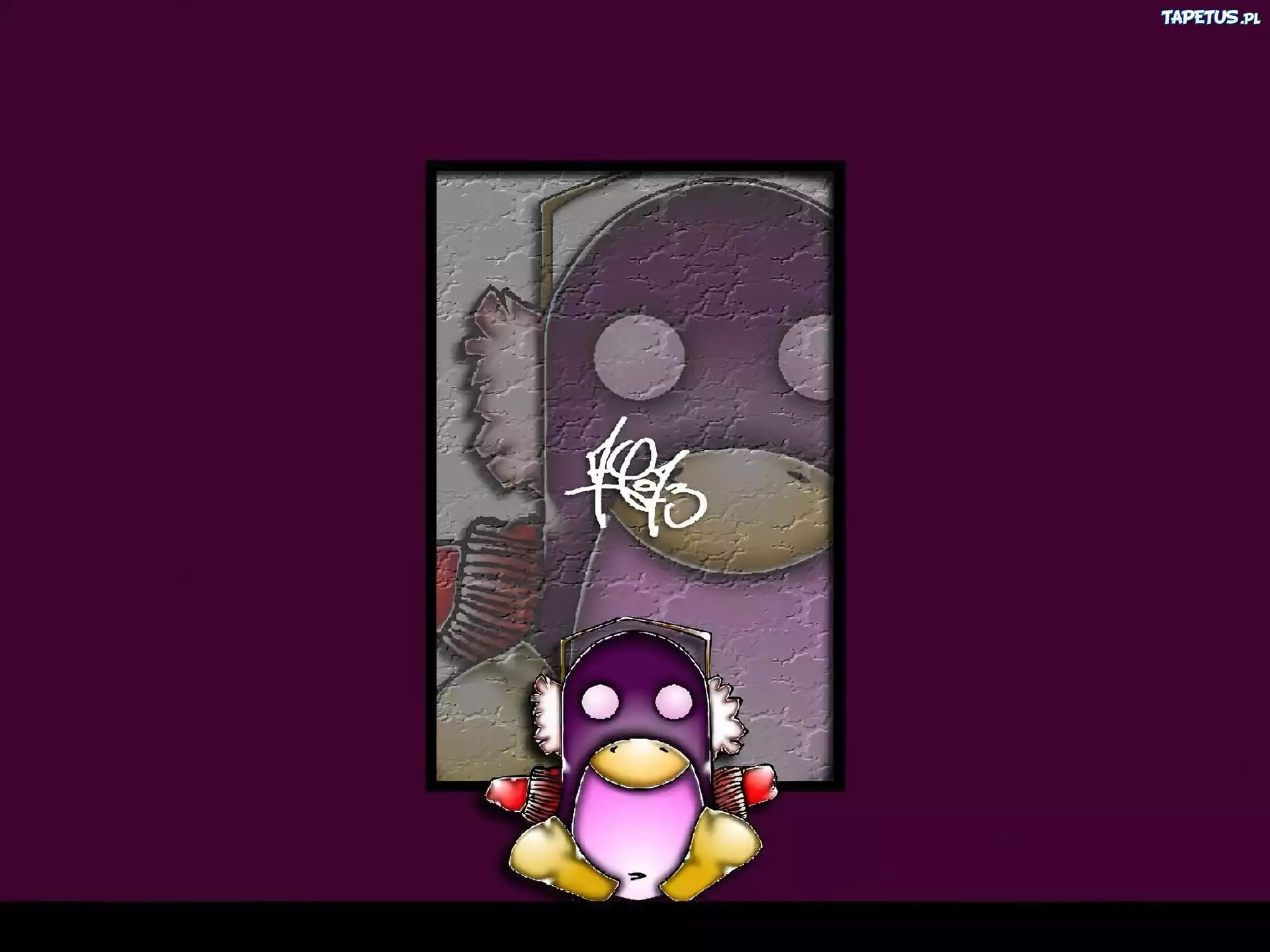 rękawiczki, słuchawki, nauszniki, Linux, pingwin, grafika