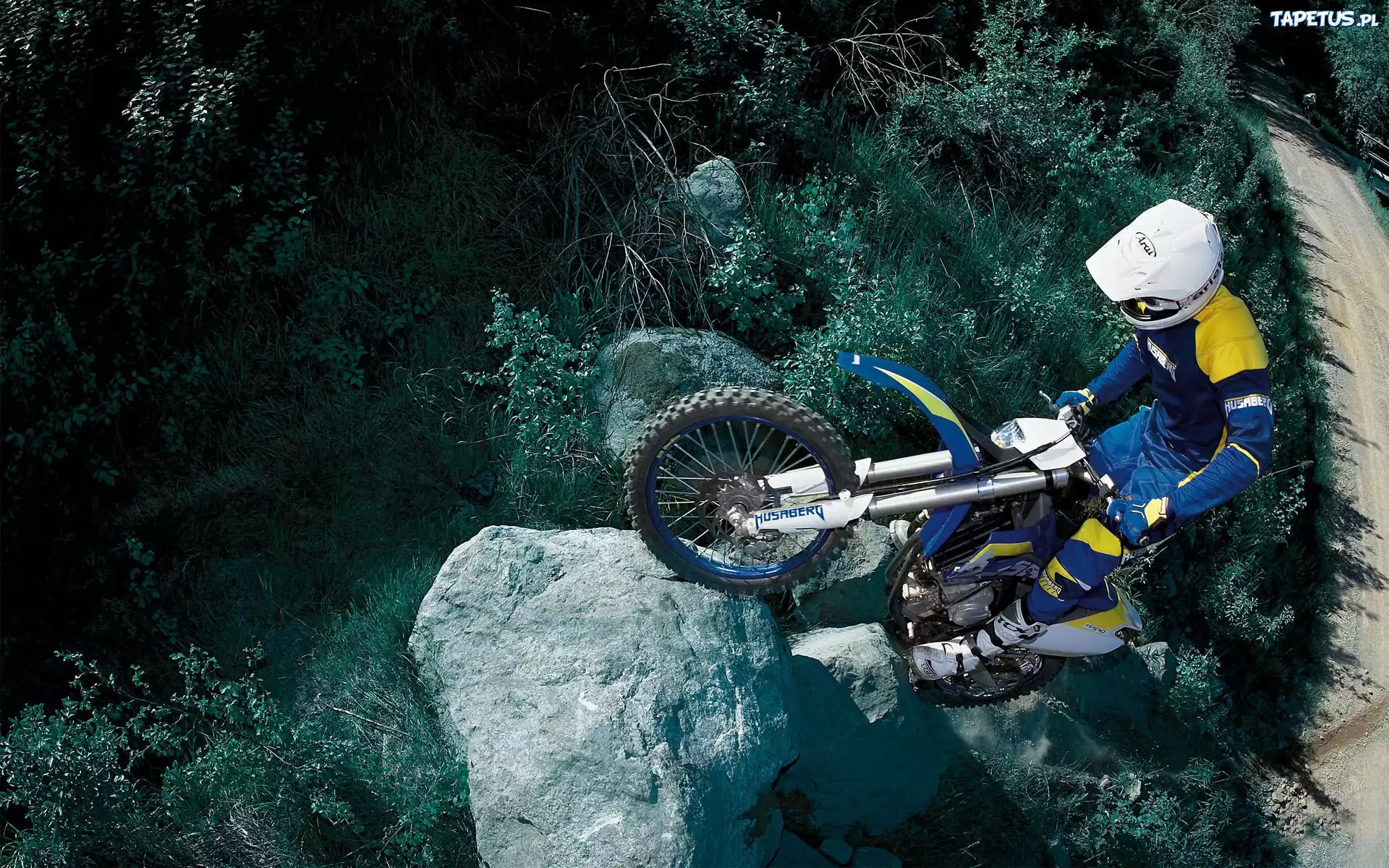 Motor, Cross, Droga, Głaz