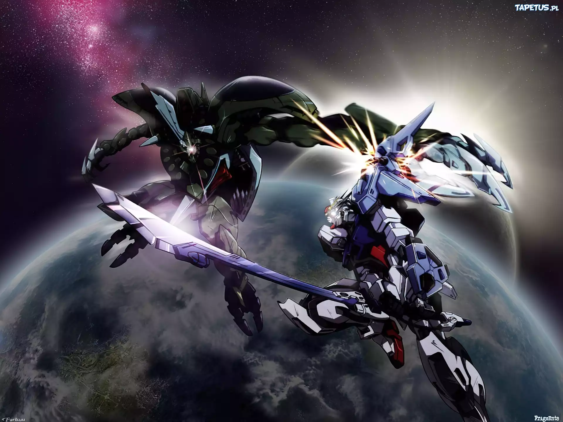 Gundam Seed, kosmos, roboty, walka