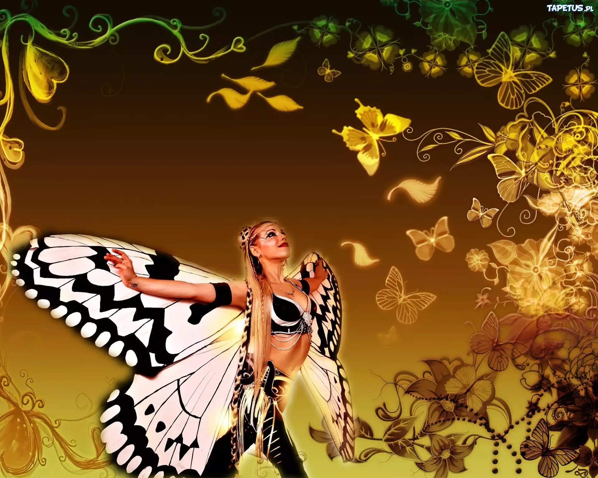 Kobieta, Motyl, Grafika, Komputerowa
