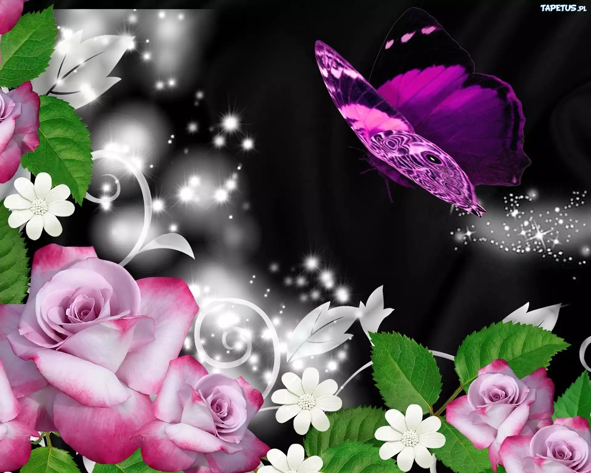 Kwiaty, Motyl, Art
