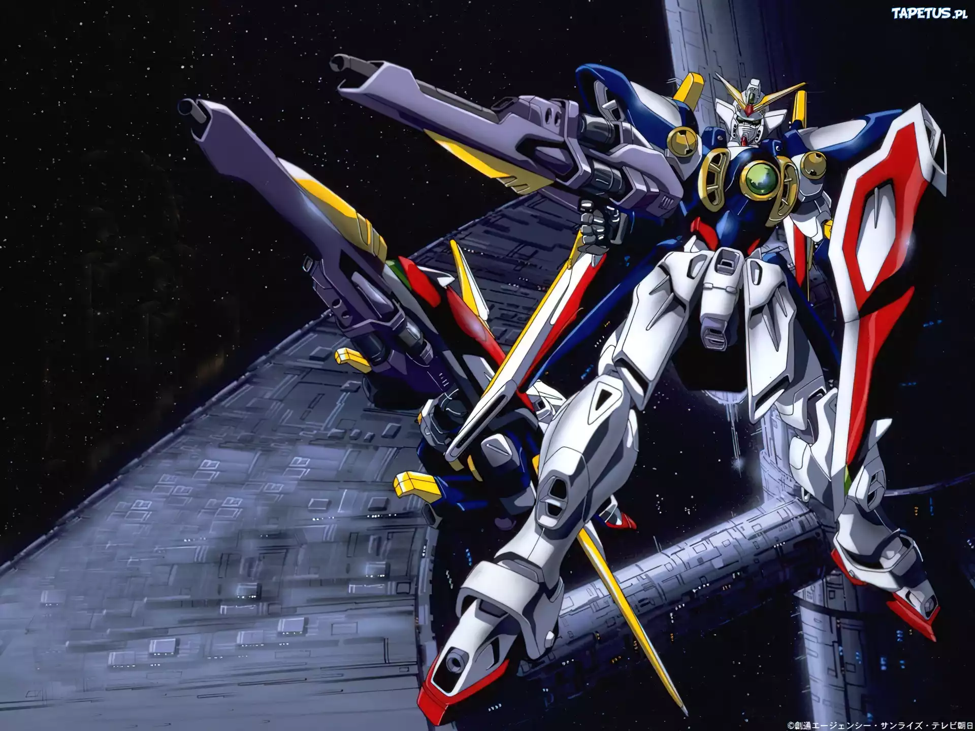 Gundam Wing, robot, kosmos, statek kosmiczny