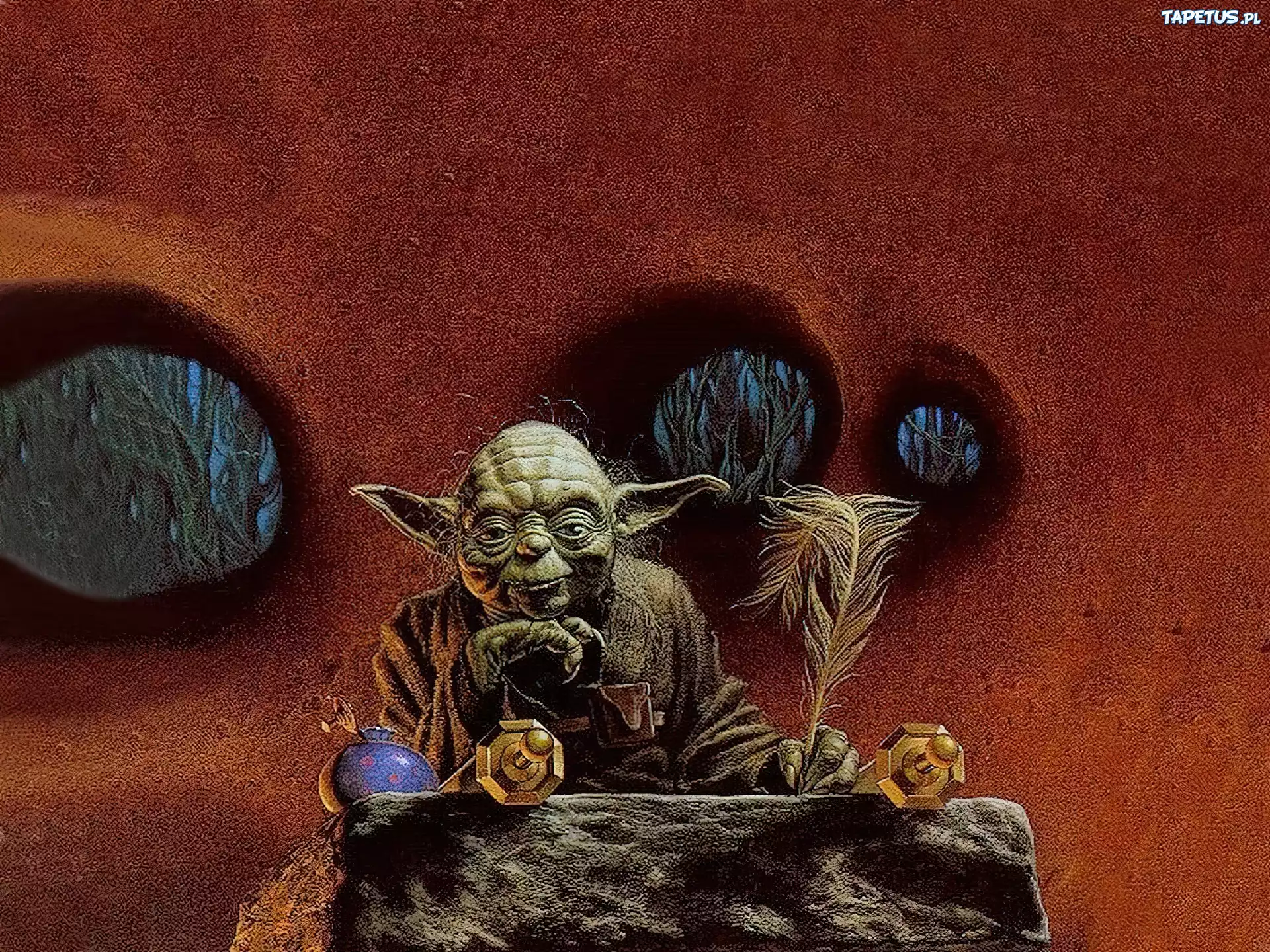 Star Wars, ufoludek, siedzi, pióro