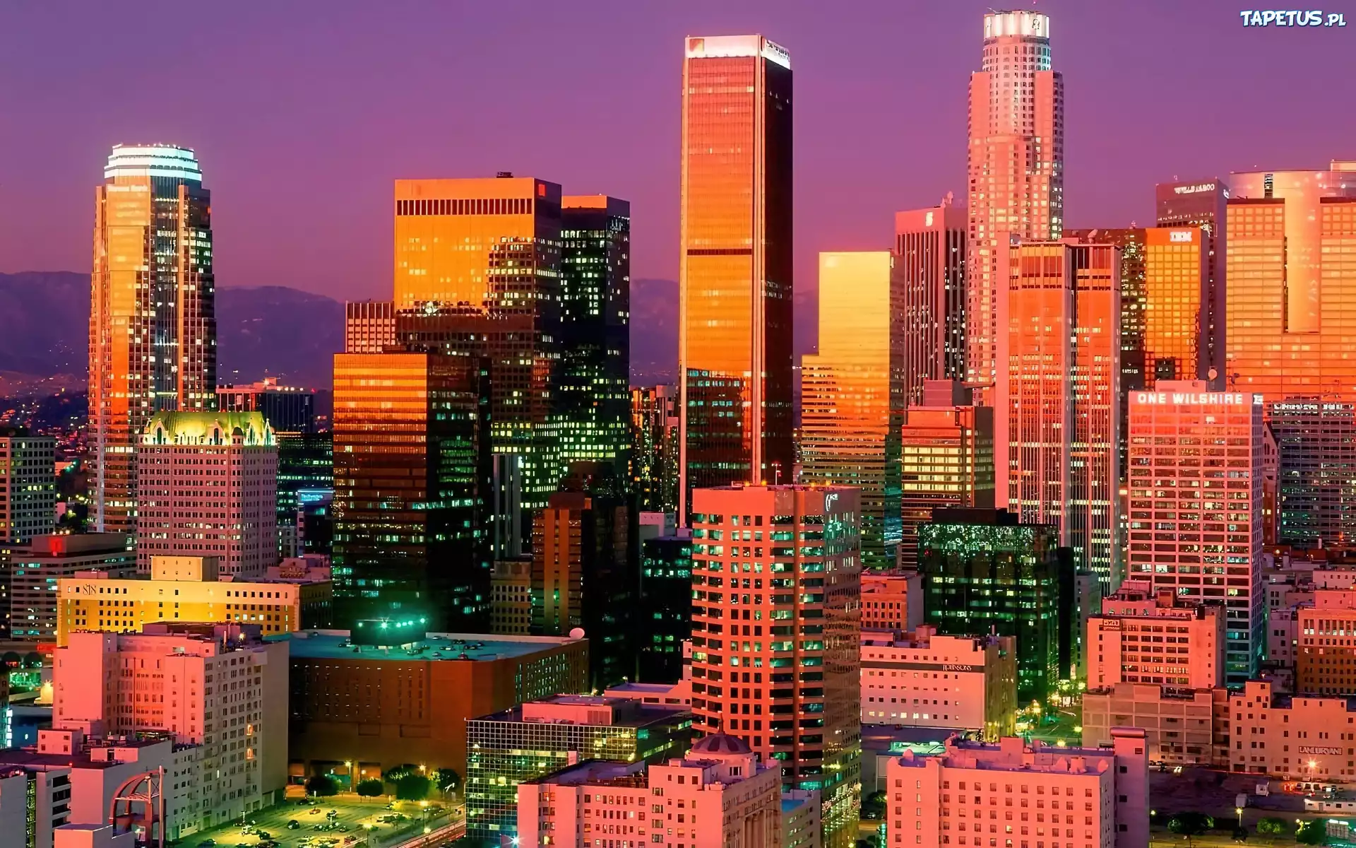 Los Angeles, Zachód, Słońca, Wieżowce