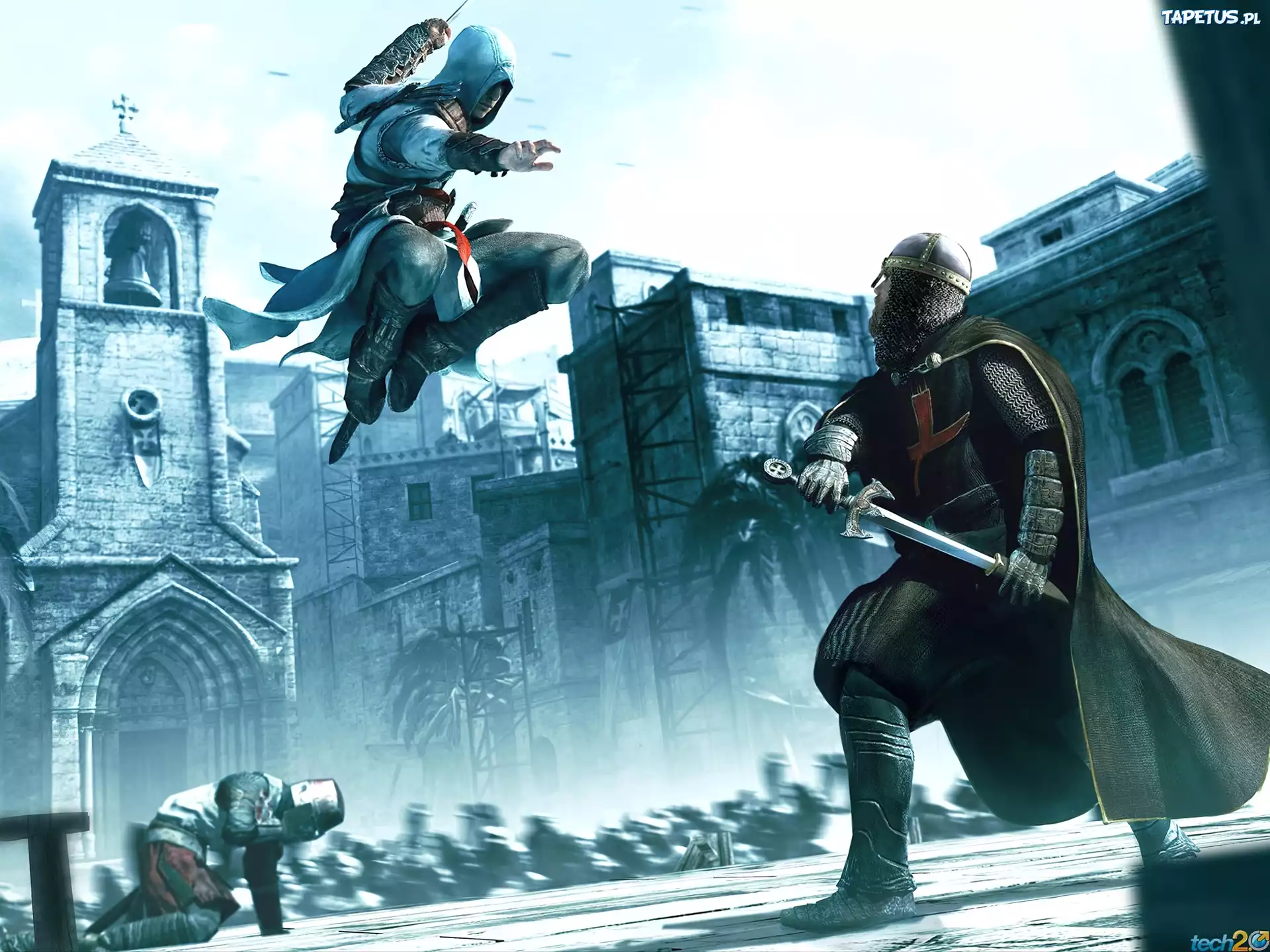 Assassins Creed, postać, mężczyzna, zbroja, miecz, sztylet