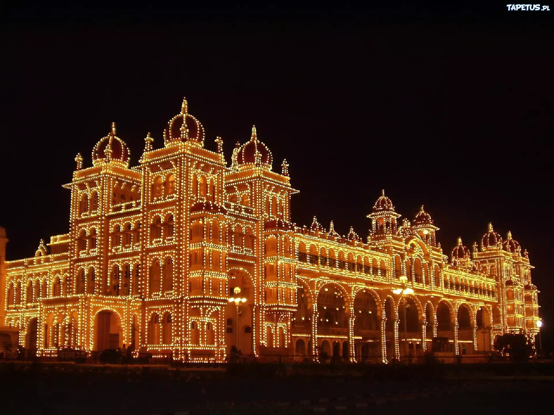Mysore, Pałac, Indie, Światła