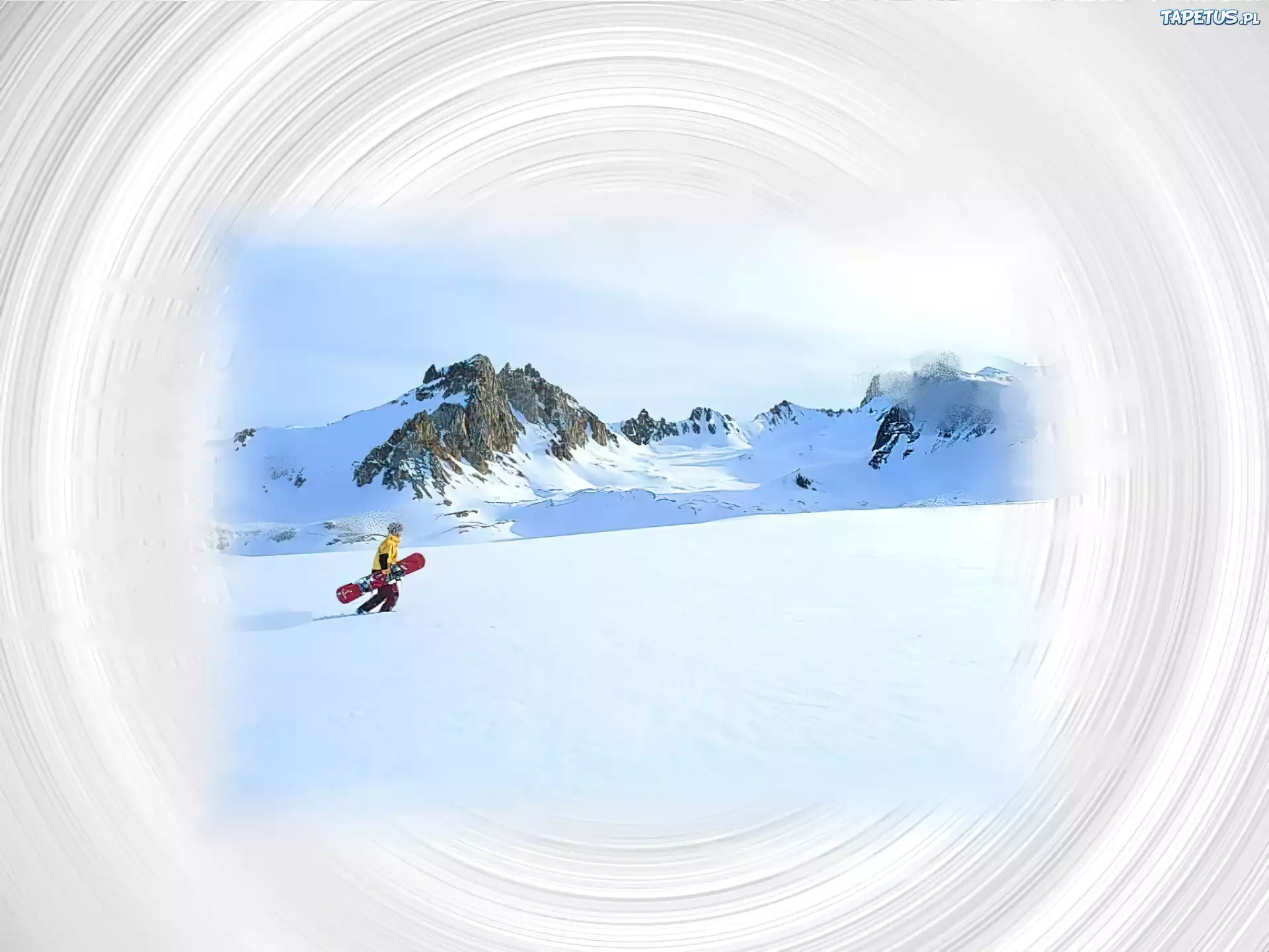 Snowbording,deska, snowboardzista , śnieg
