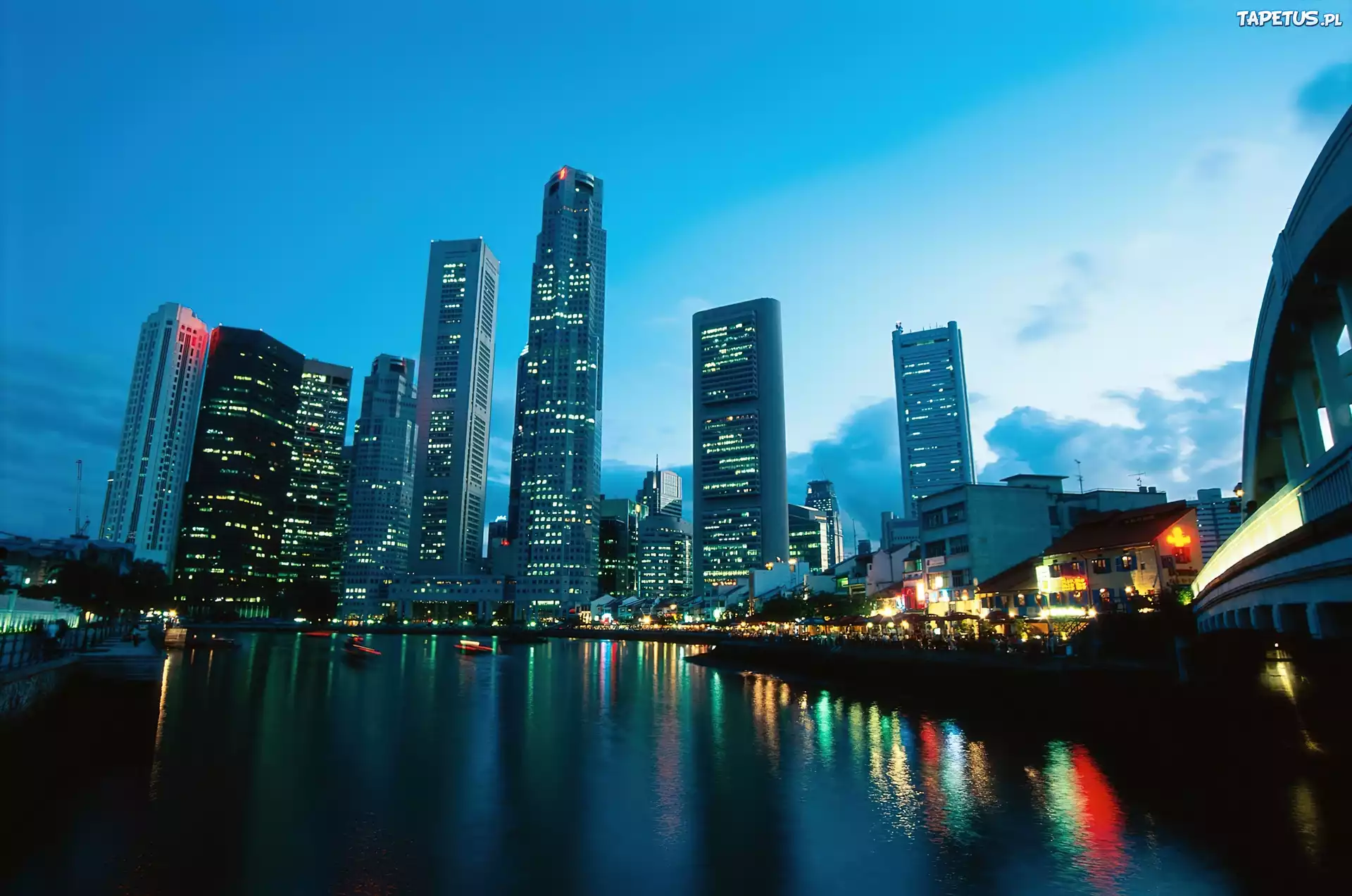 Singapur, Wieżowce, Światła