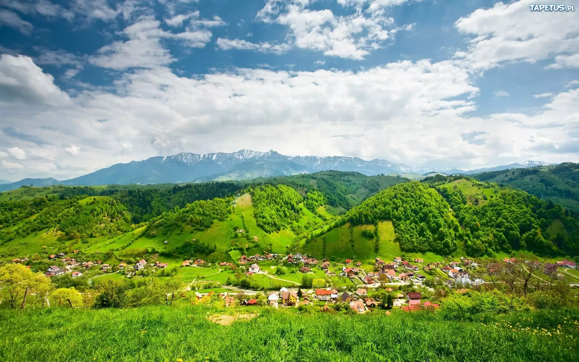 Góry, Zielone, Wzgórza, Wioska
