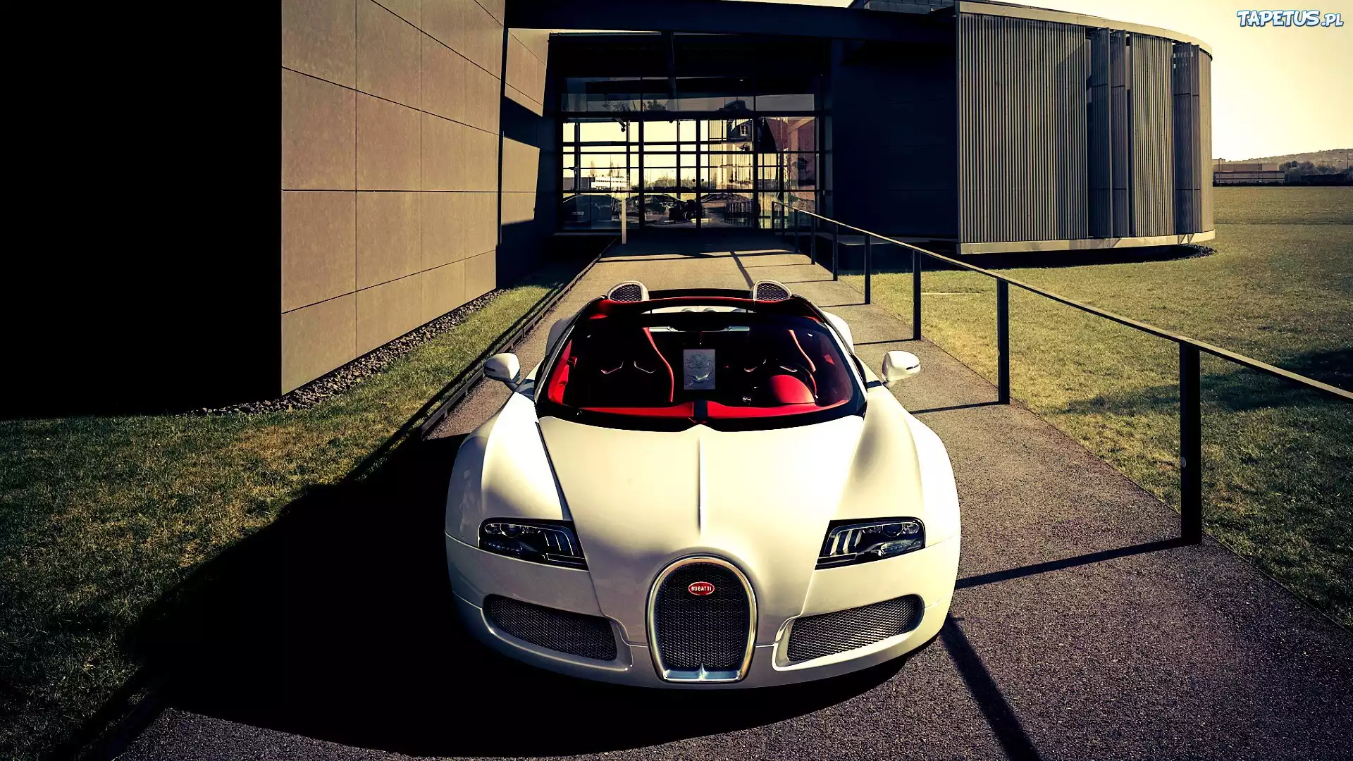 Kremowy, Bugatti, Veyron, Droga, Budynek