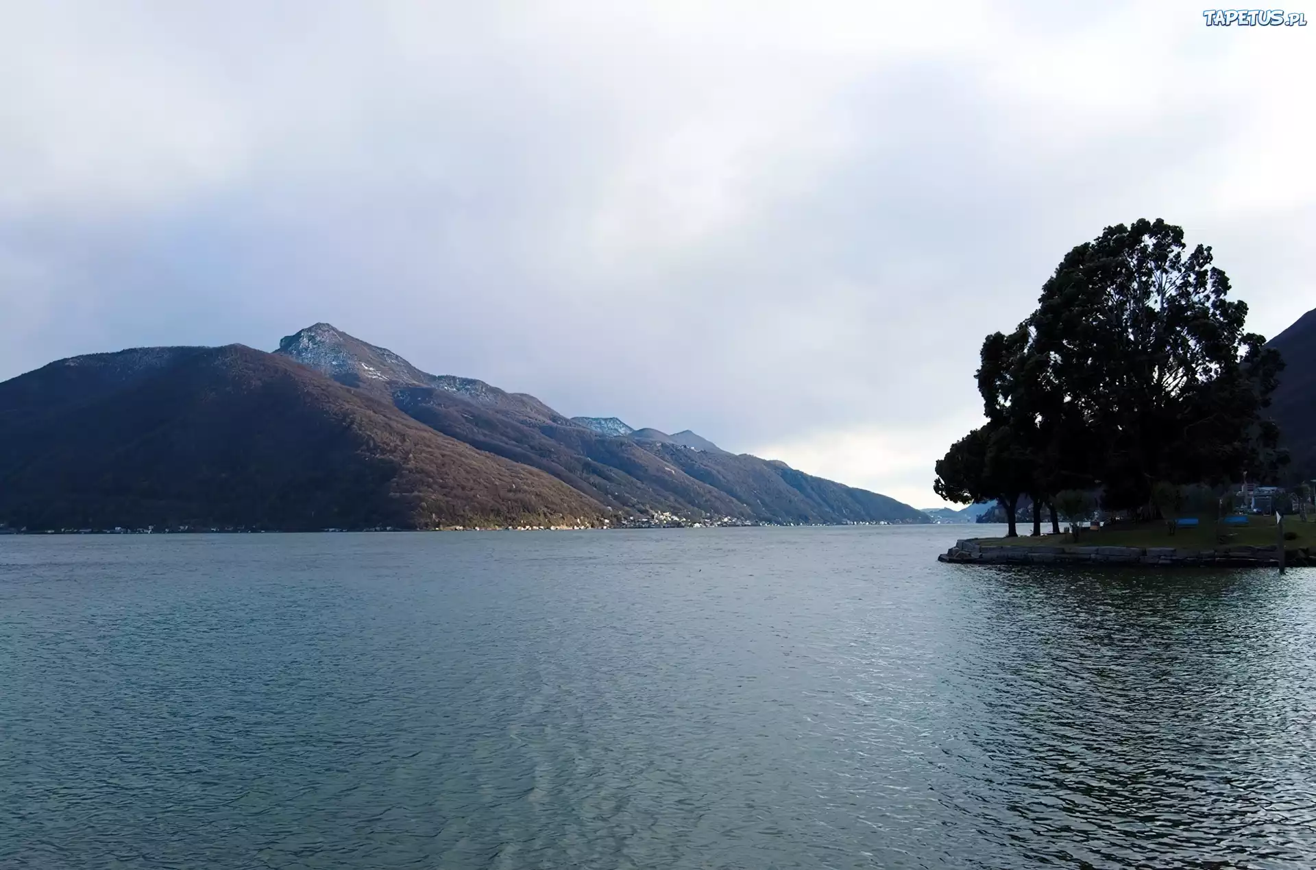 Lago Di Lugano, Woda, Góry, Drzewa