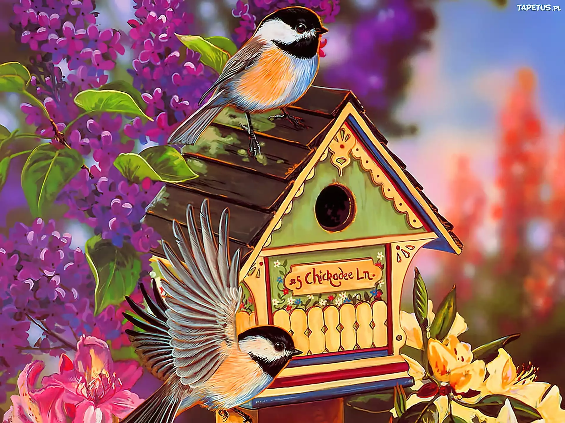 Весенний день птиц. Grende Janene художник картины. Скворечник в цветущем саду. Скворечник для птиц.