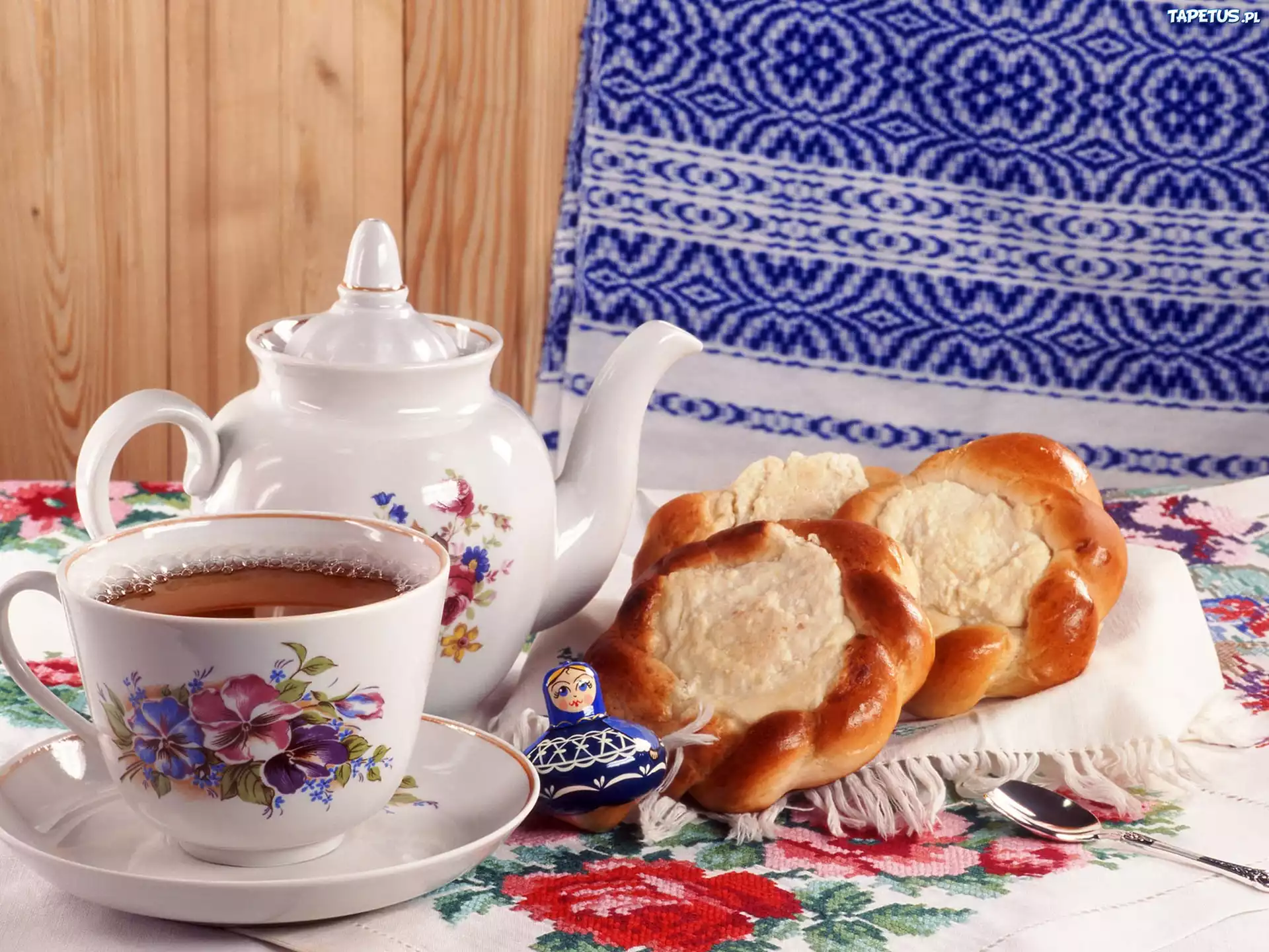 Filiżanka, Dzbanek, Słodkie, Bułeczki, Herbata