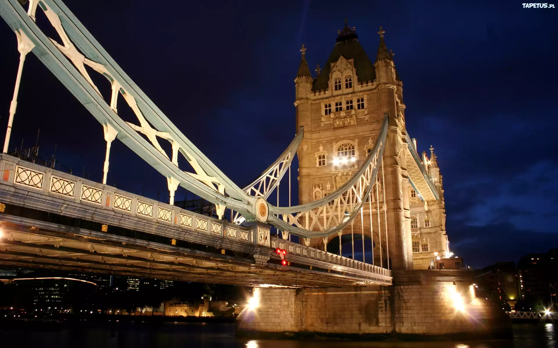 Most, Noc, Tower Bridge, Londyn