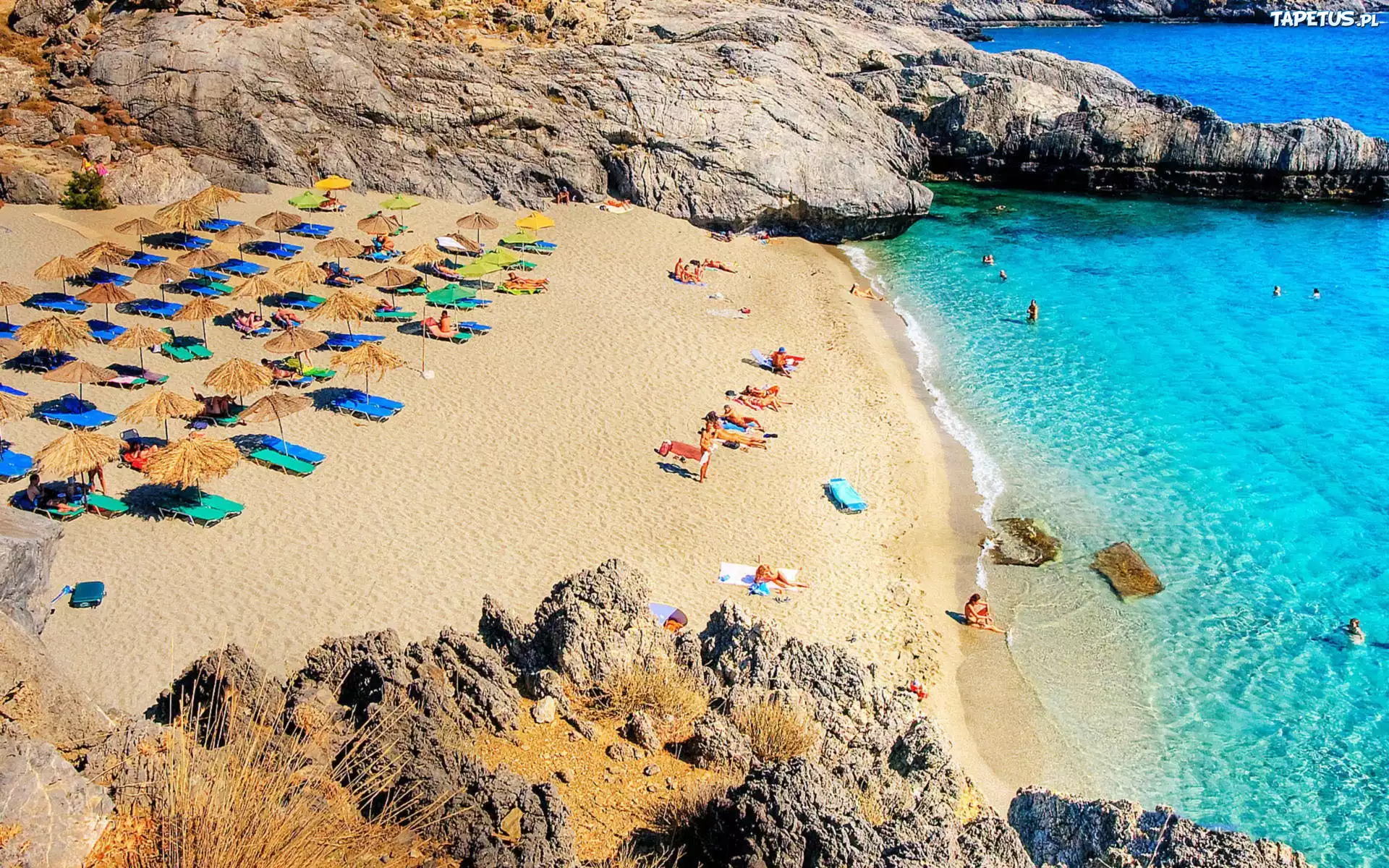 Plaża, Morze, Parasole, Kreta