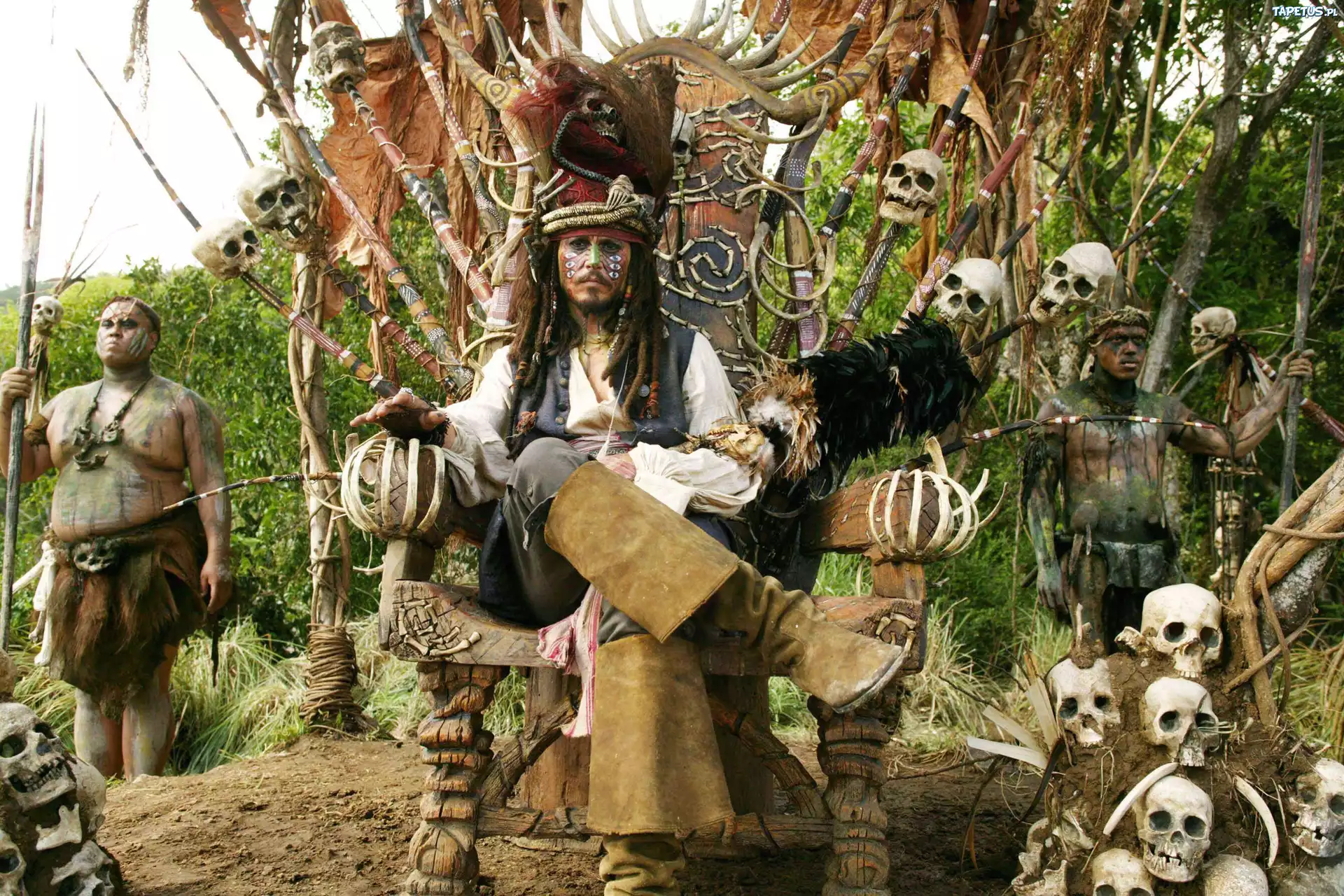 piraci_z_karaibow_2, Johnny Depp, wódz, czaszki