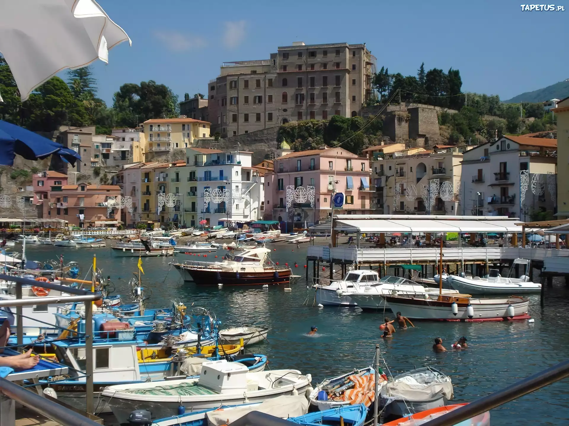 Sorrento, Włochy, Woda, Łodzie, Zabudowa