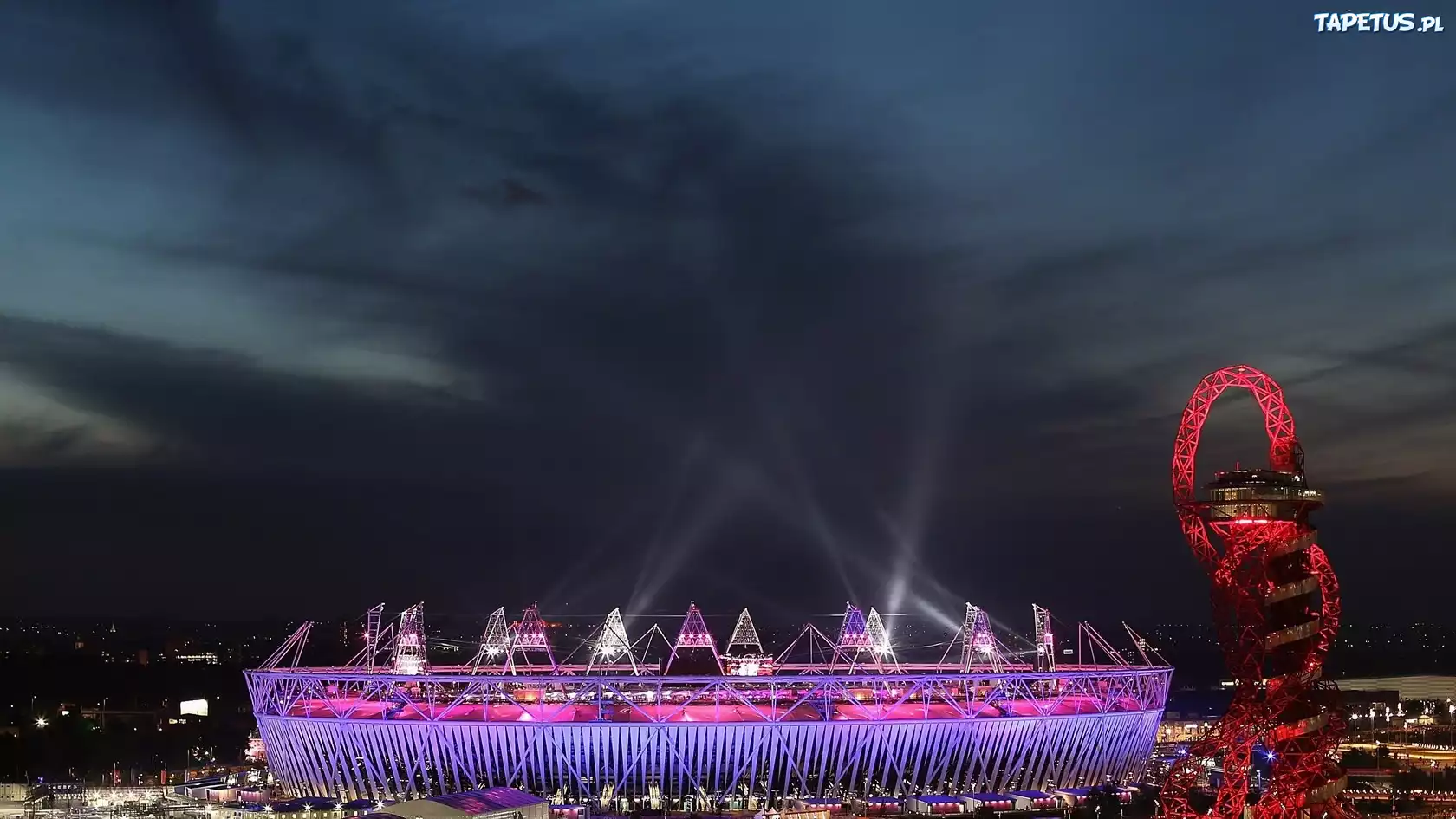 Oświetlony, Stadion, Noc