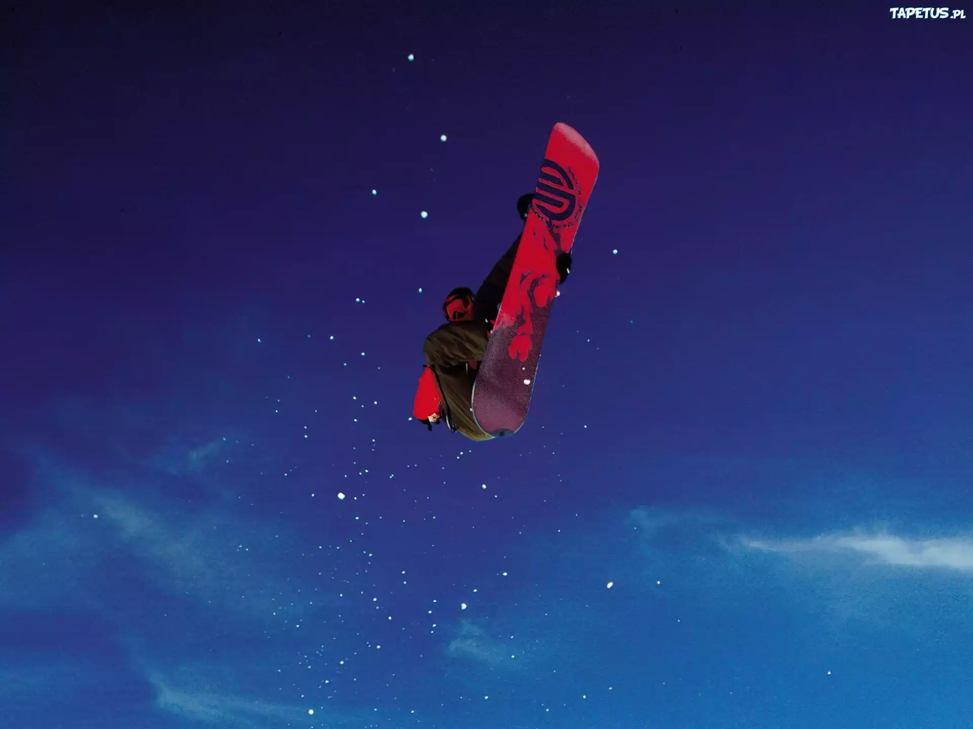 Snowbording,deska , niebo