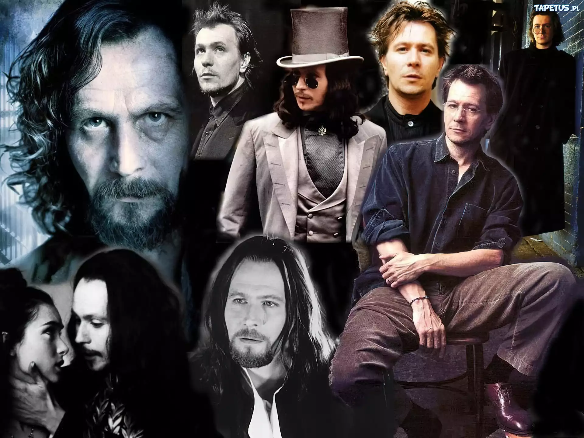 Gary Oldman,długie włosy, kapelusz