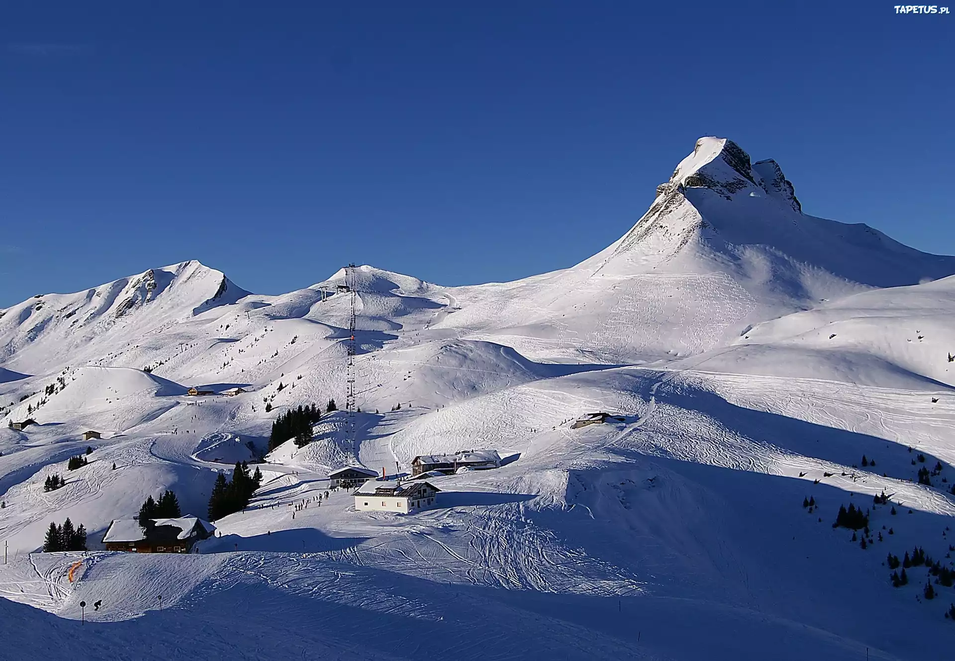 Zima, Góry, Śnieg, Damuls, Austria