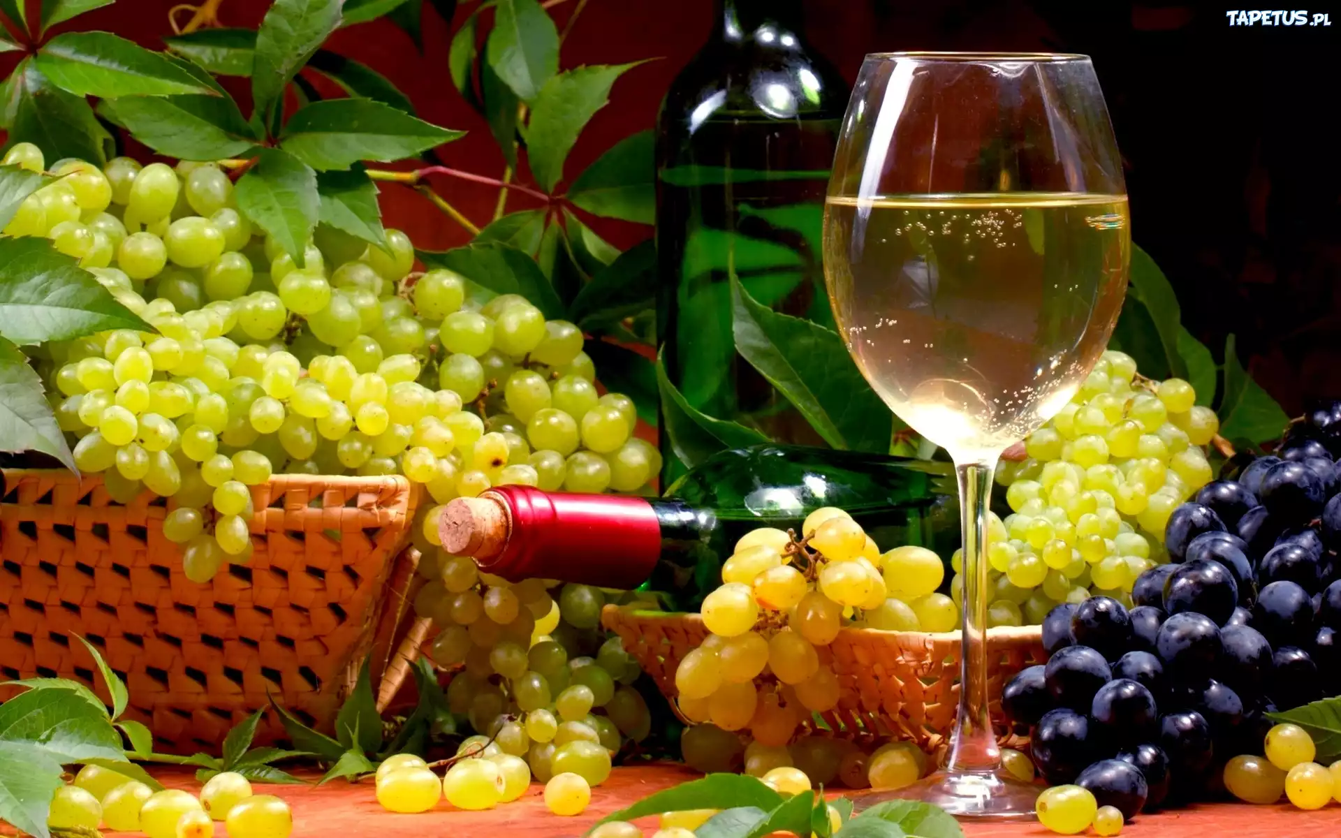 Kiście, Winogron, Kieliszek, Butelka, Wino