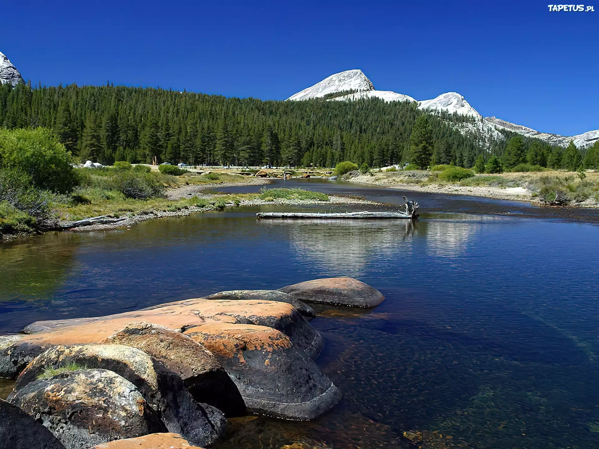 Yosemite, Kalifornia, Rzeka, Kamienie, Góry