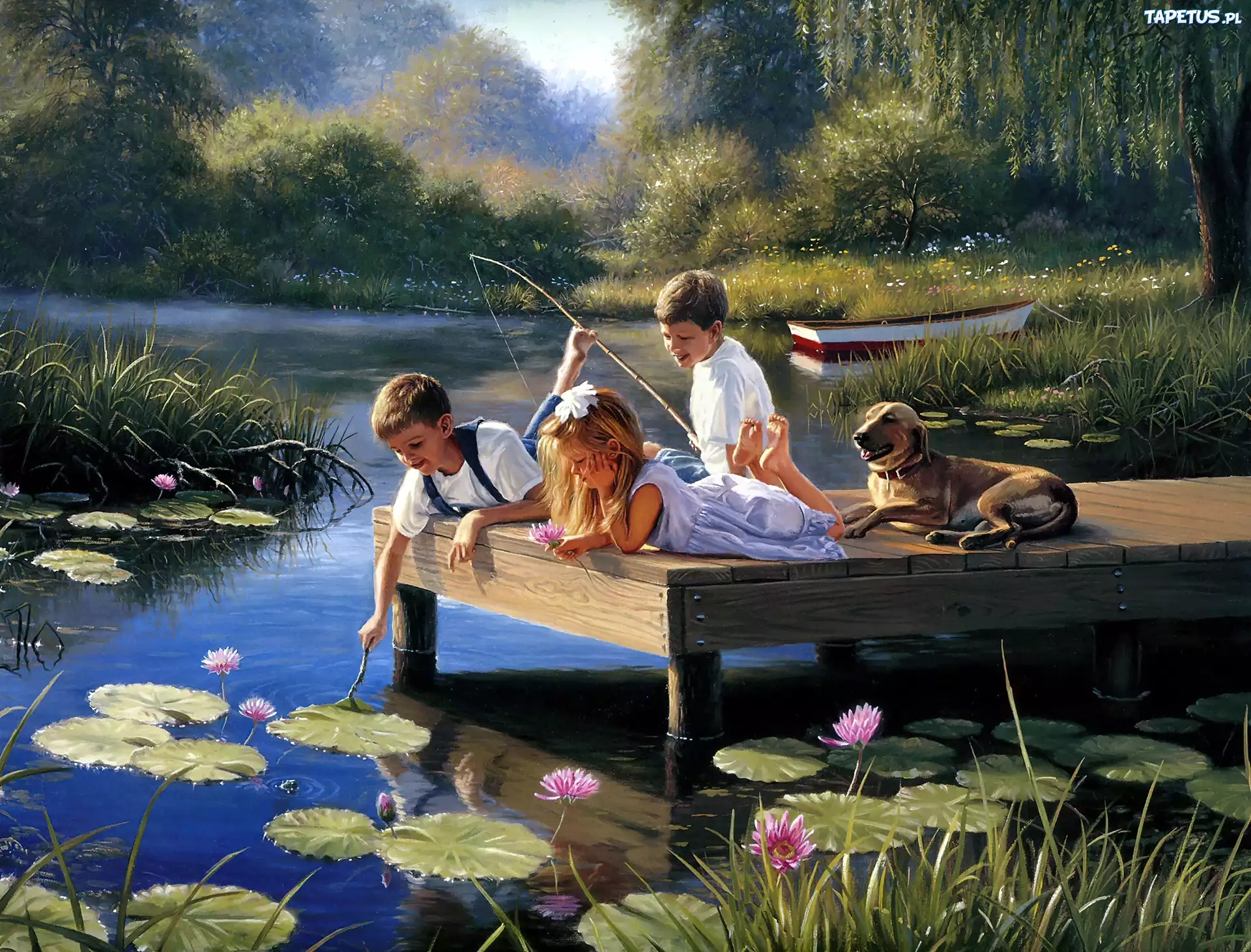 Dzieci, Staw, Obraz
