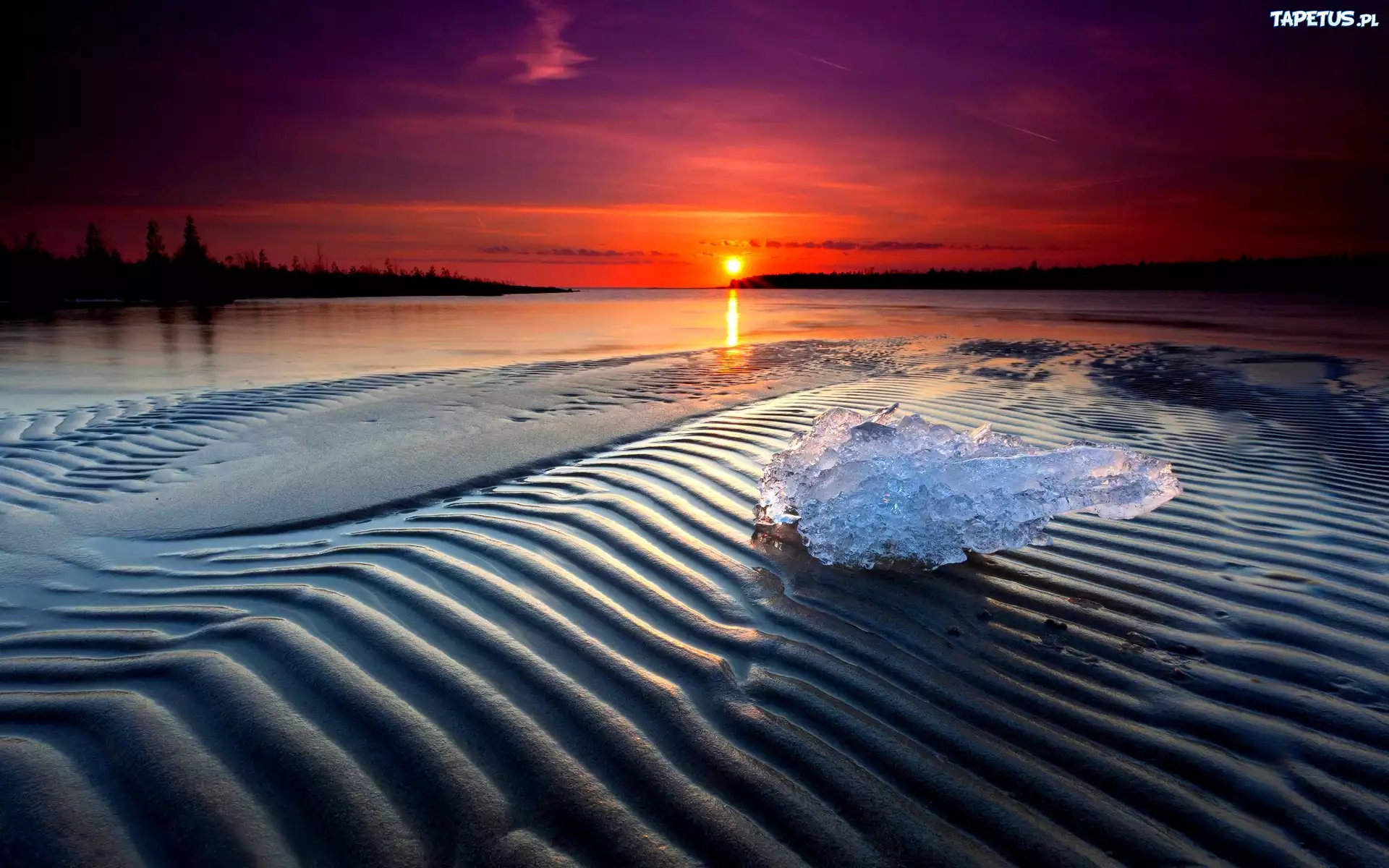 Morze, Plaża, Zachód, Słońca