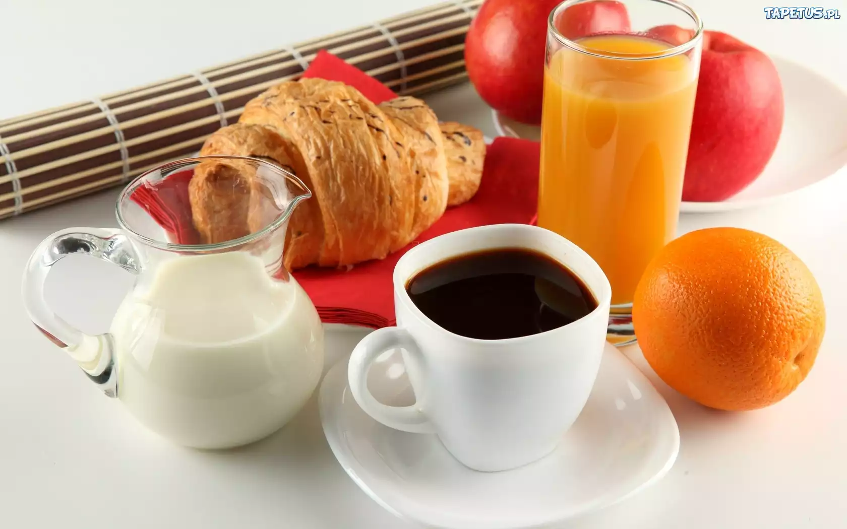 Filiżanka, Kawy, Śniadanie, Owoce, Mleko, Soki