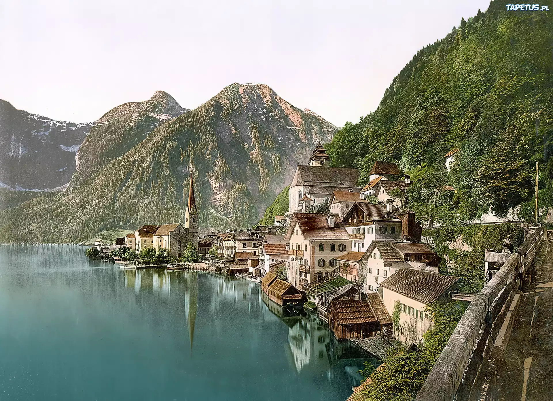 Jezioro, Góry, Zabudowanie, Hallstatt, Austria