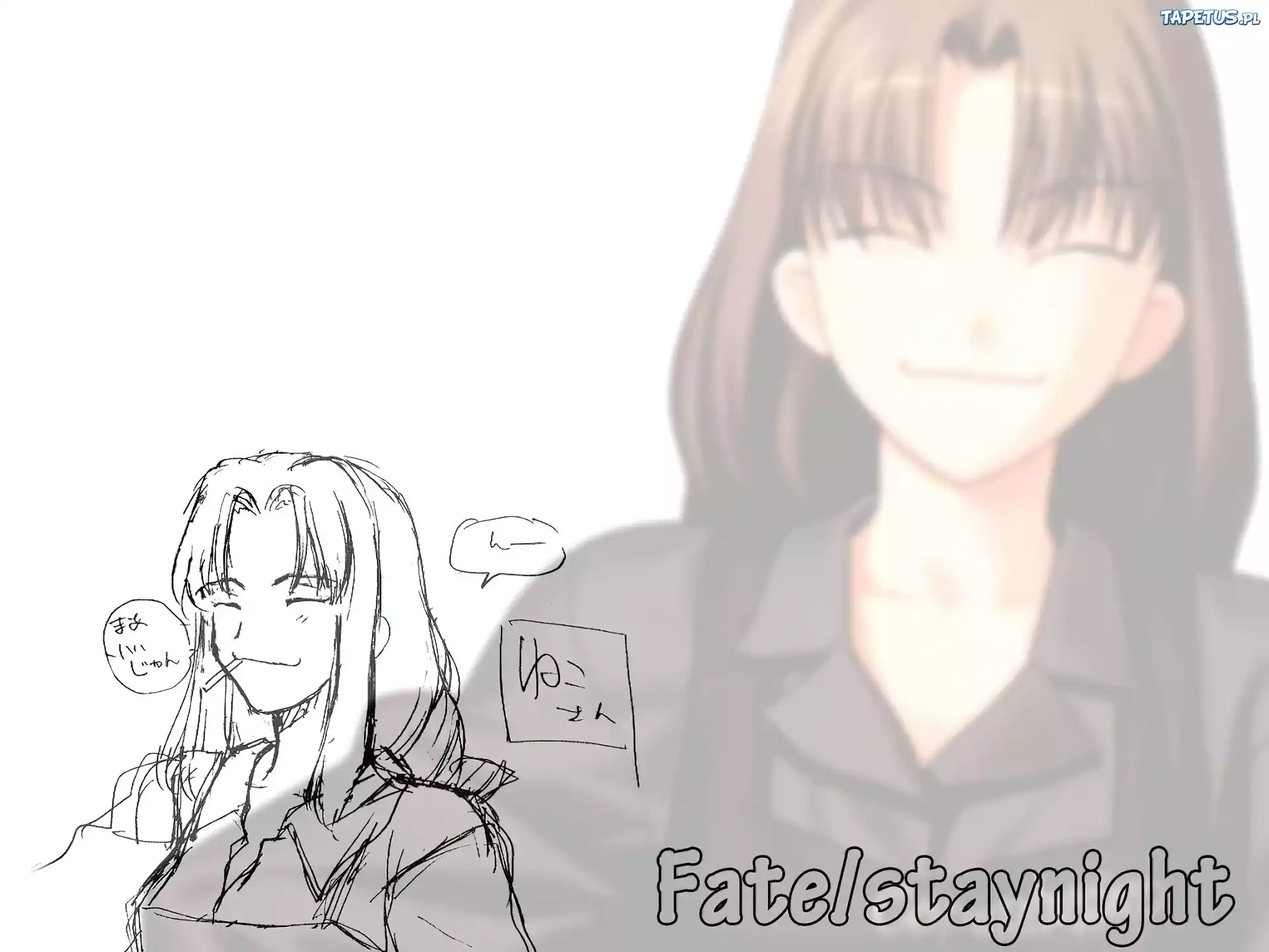 Fate Stay Night, dziewczyna, szkic, napisy