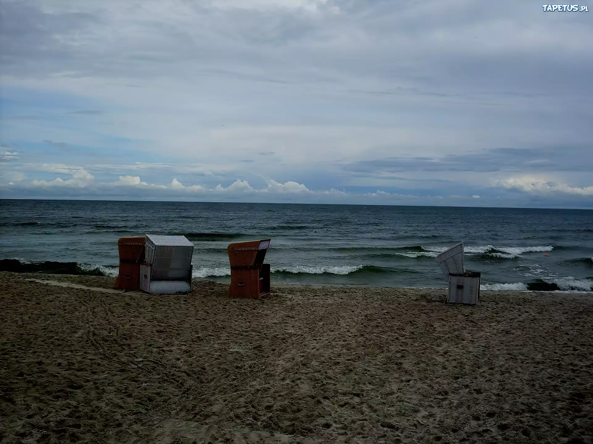 Morze, Plaża, Budki