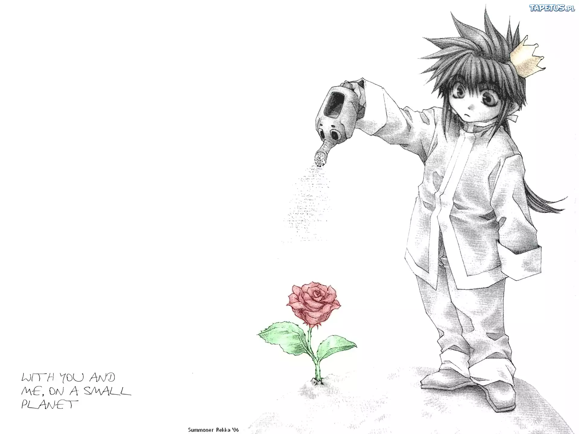 Saiyuki, osoba, konewka, kwiat