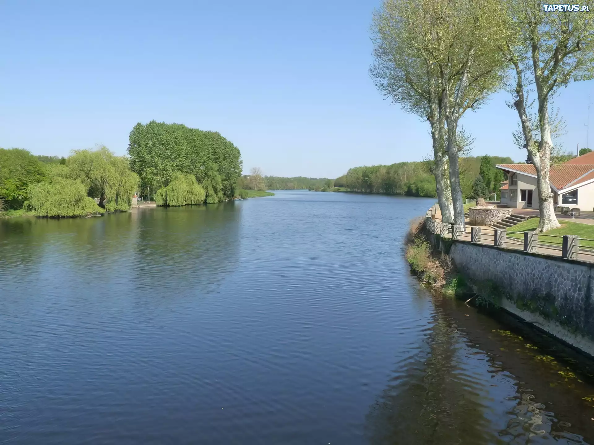 Rzeka, Drzewa, Vienne, Francja