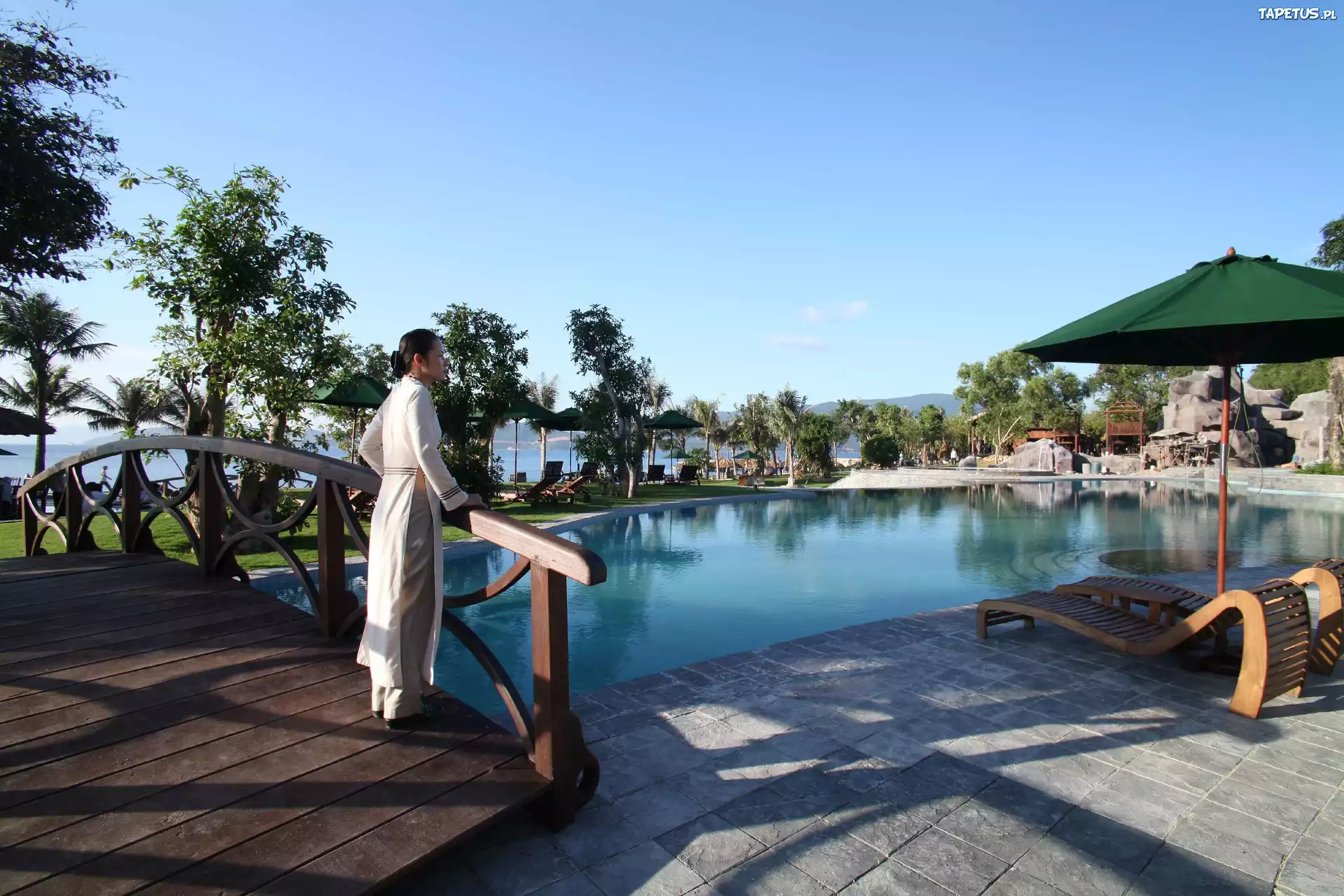 Hotel, Spa, Kobieta, Mostek, Basen, Wietnam