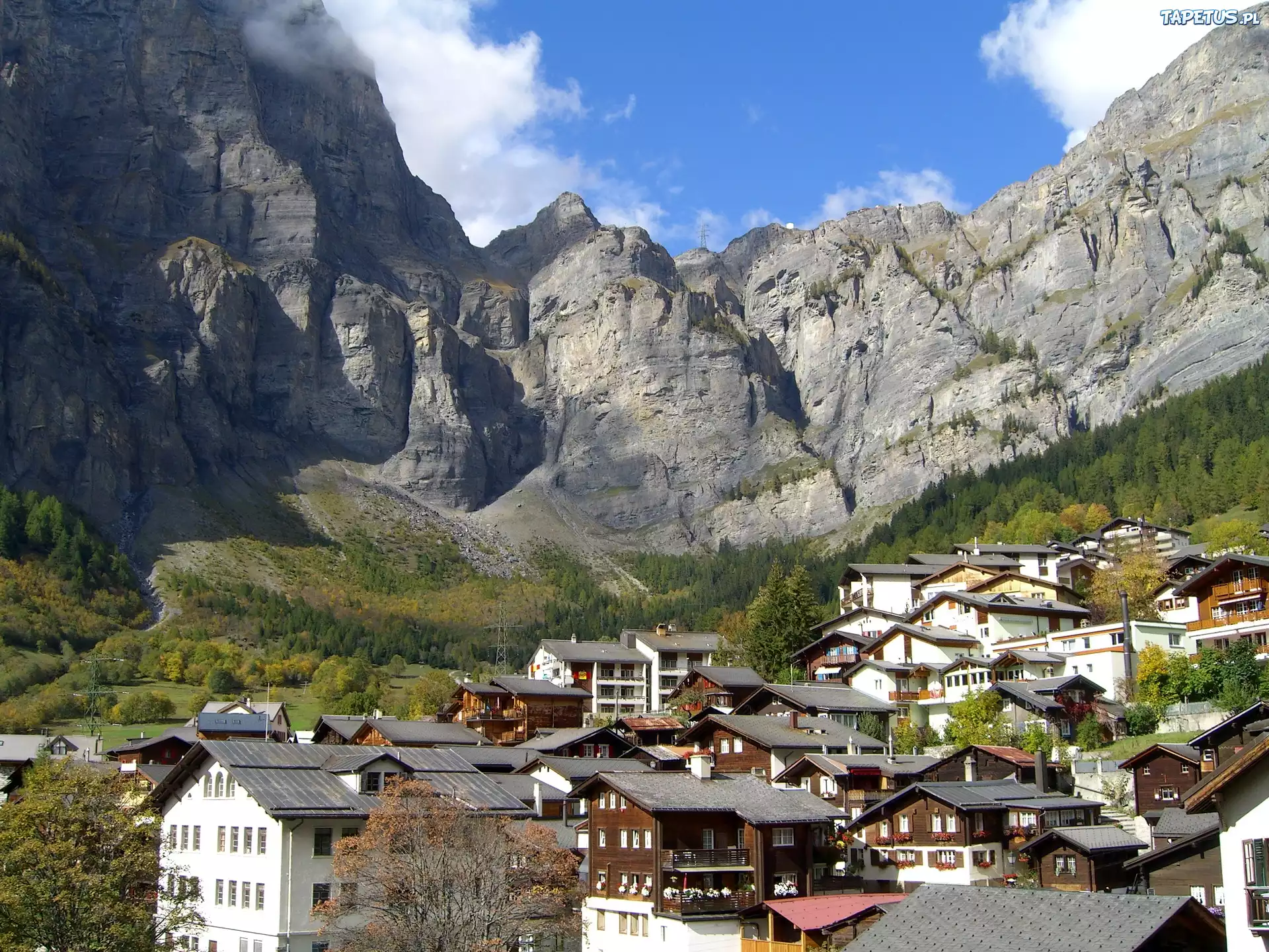 Miasteczko, Leukerbad, Szwajcaria, Góry