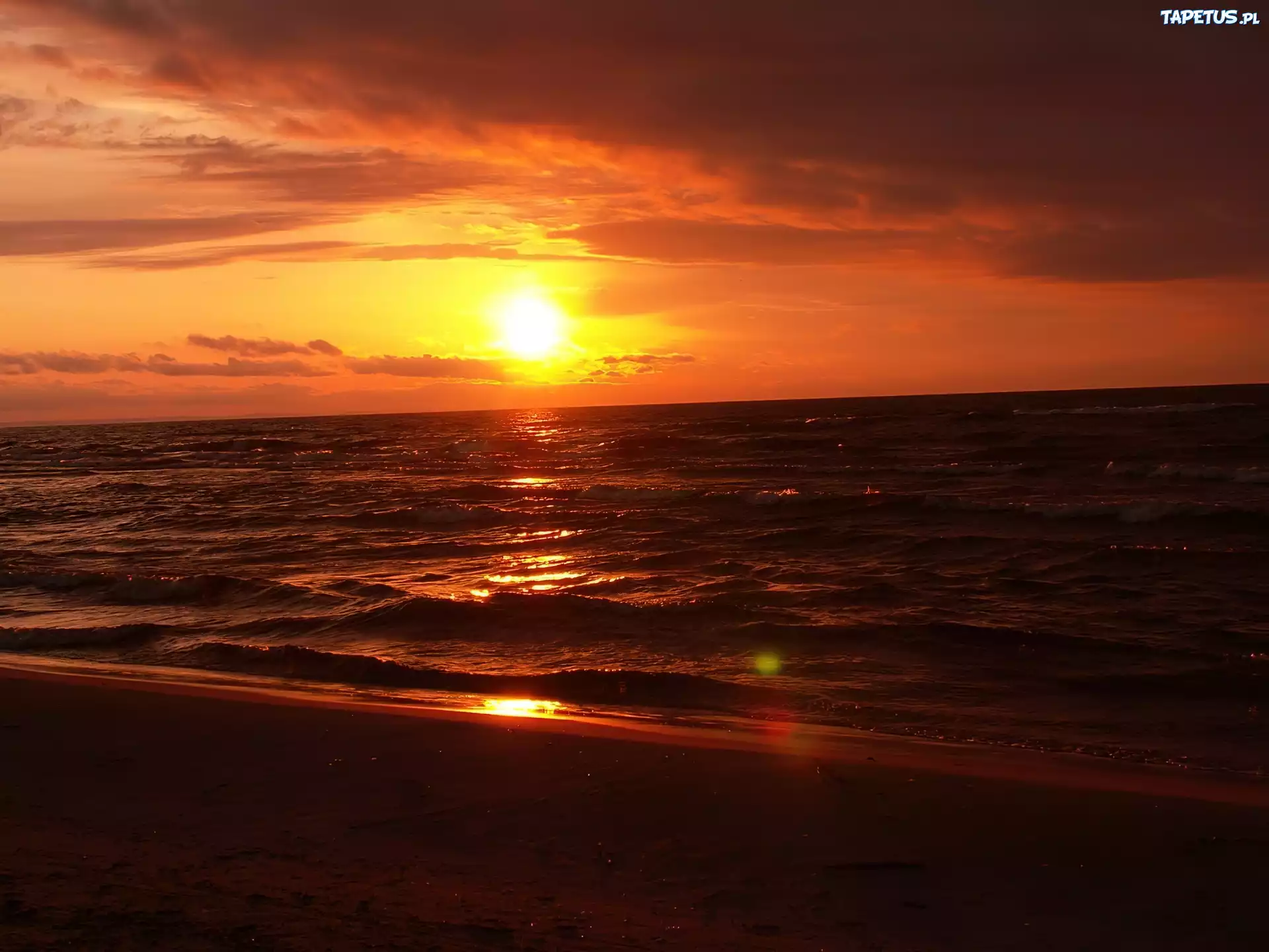 Zachód Słońca, Plaża, Morze