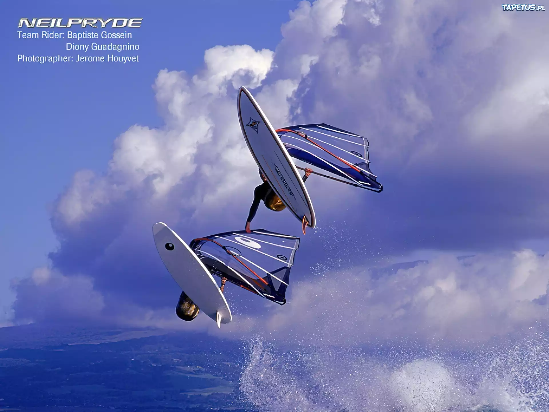 Windsurfing,deska, żagiel , morze,fala,niebo
