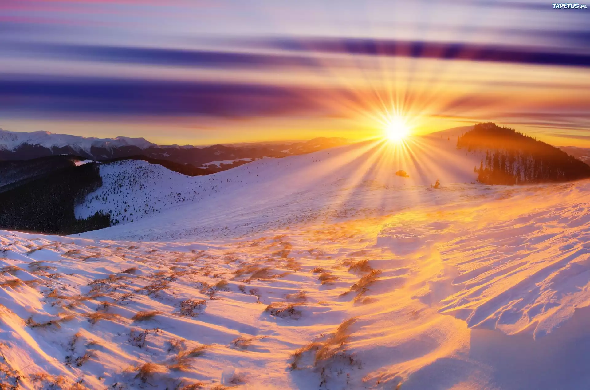 снег зима горы солнце лучи бесплатно