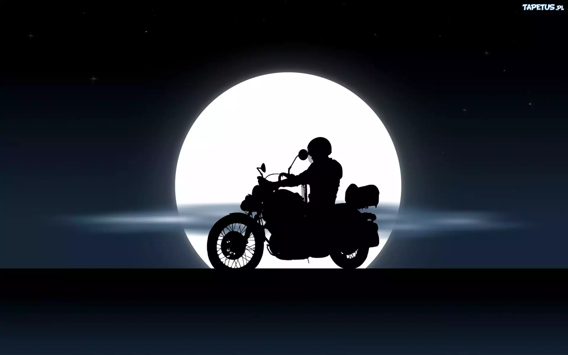 Yamaha XV535 Virago, Motocyklista, Noc, Księżyc