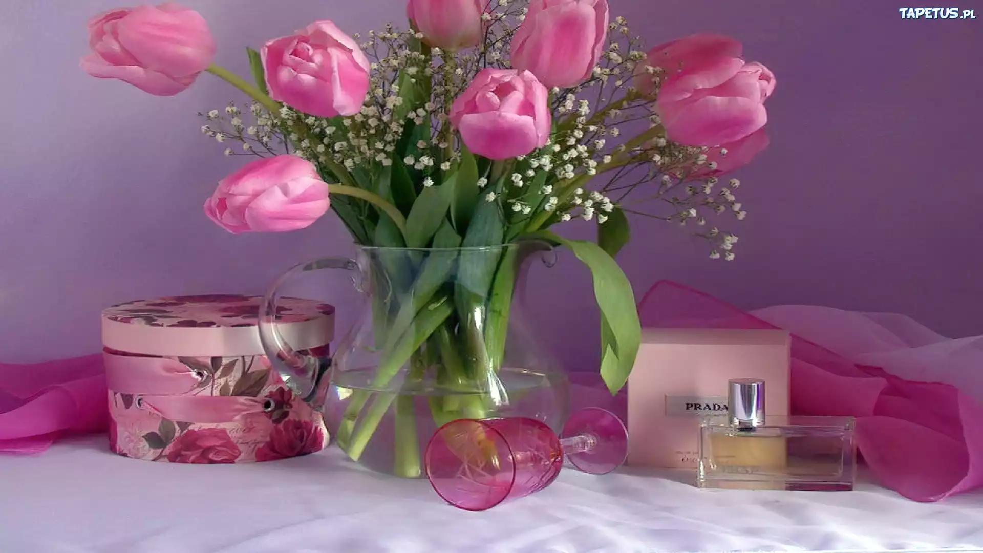 Wazon, Różowe, Tulipany, Perfumy, Prada