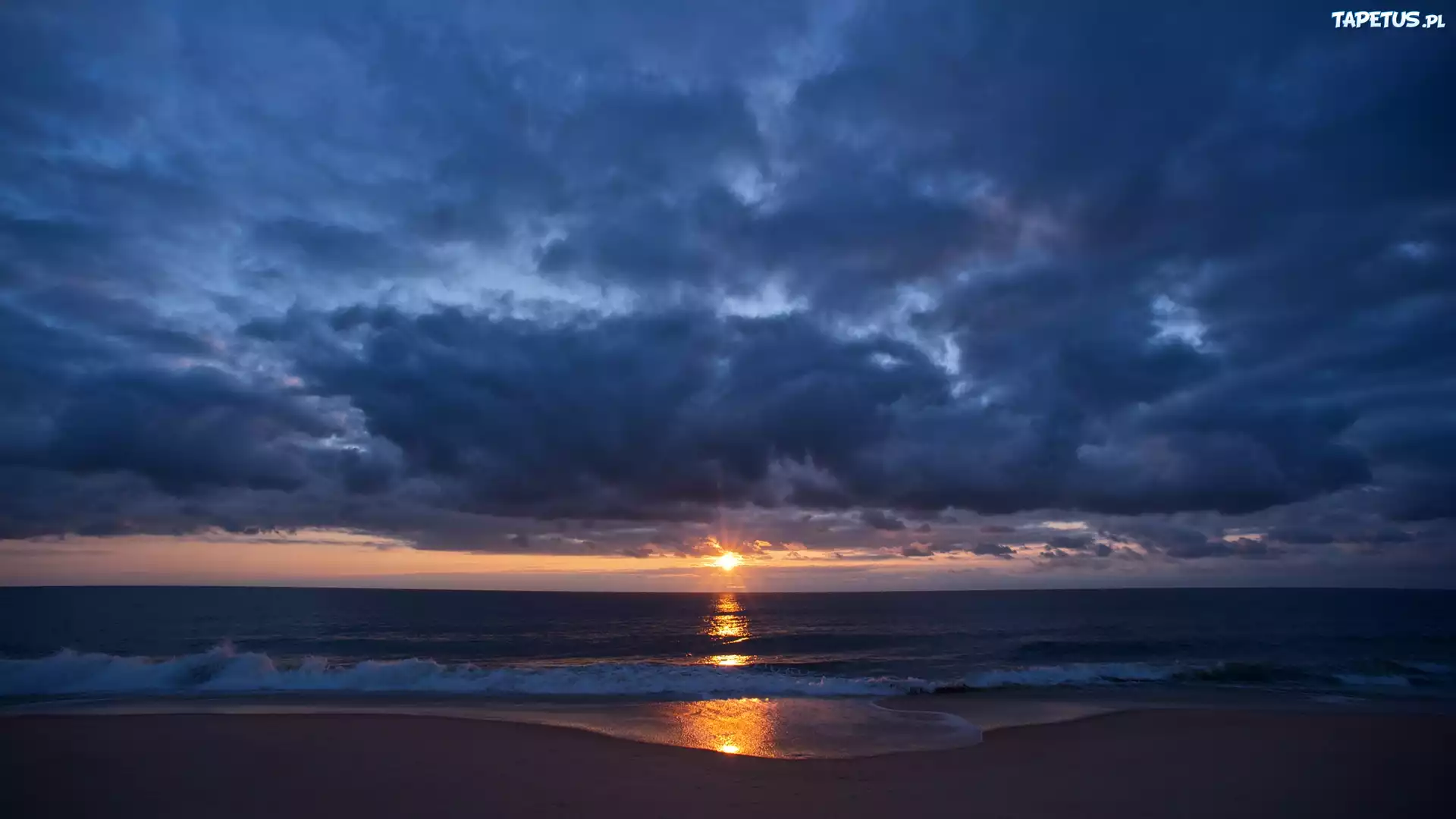 Zachód, Słońca, Ocean, Plaża