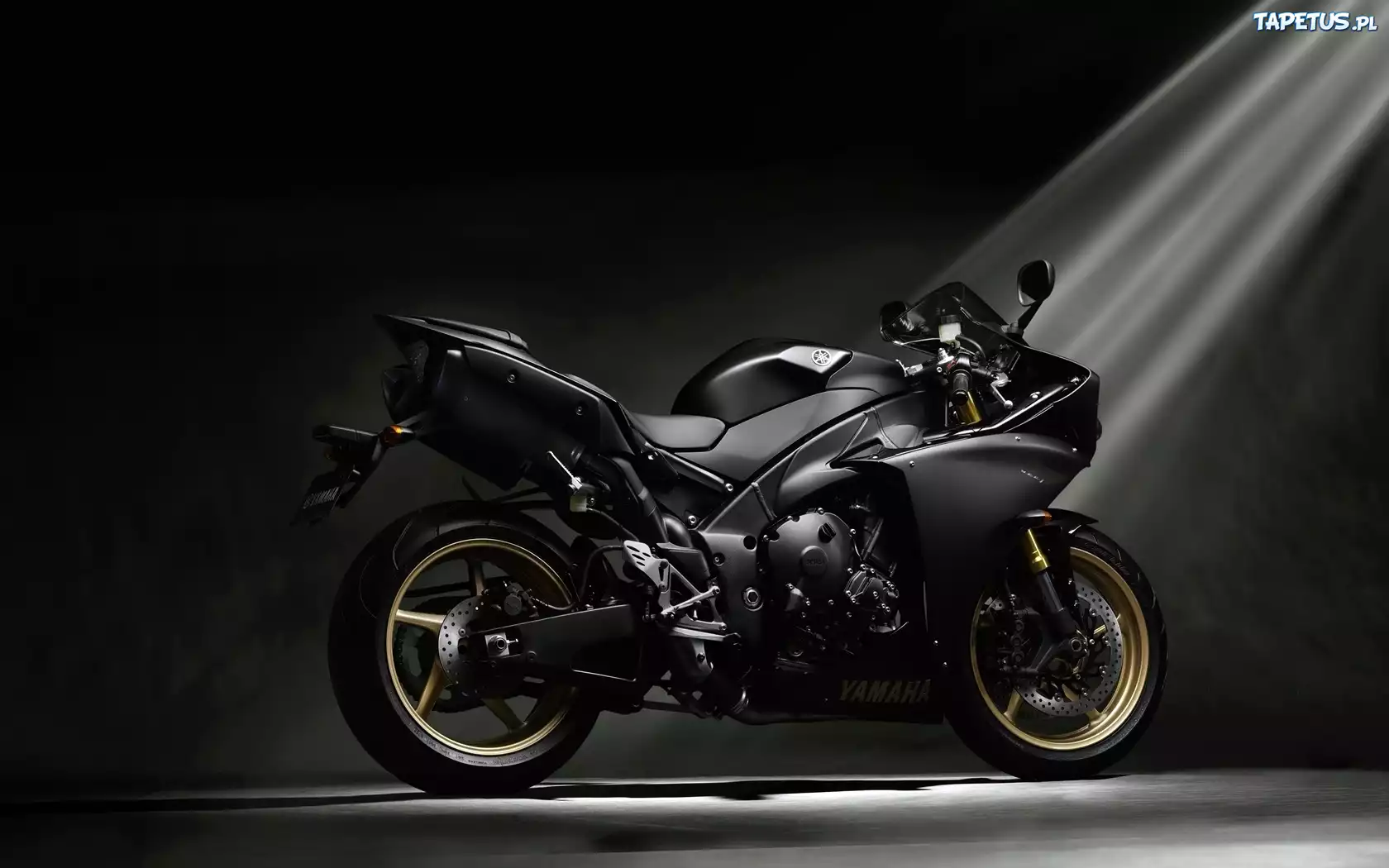 Czarny, Motocykl, Yamaha, Promienie
