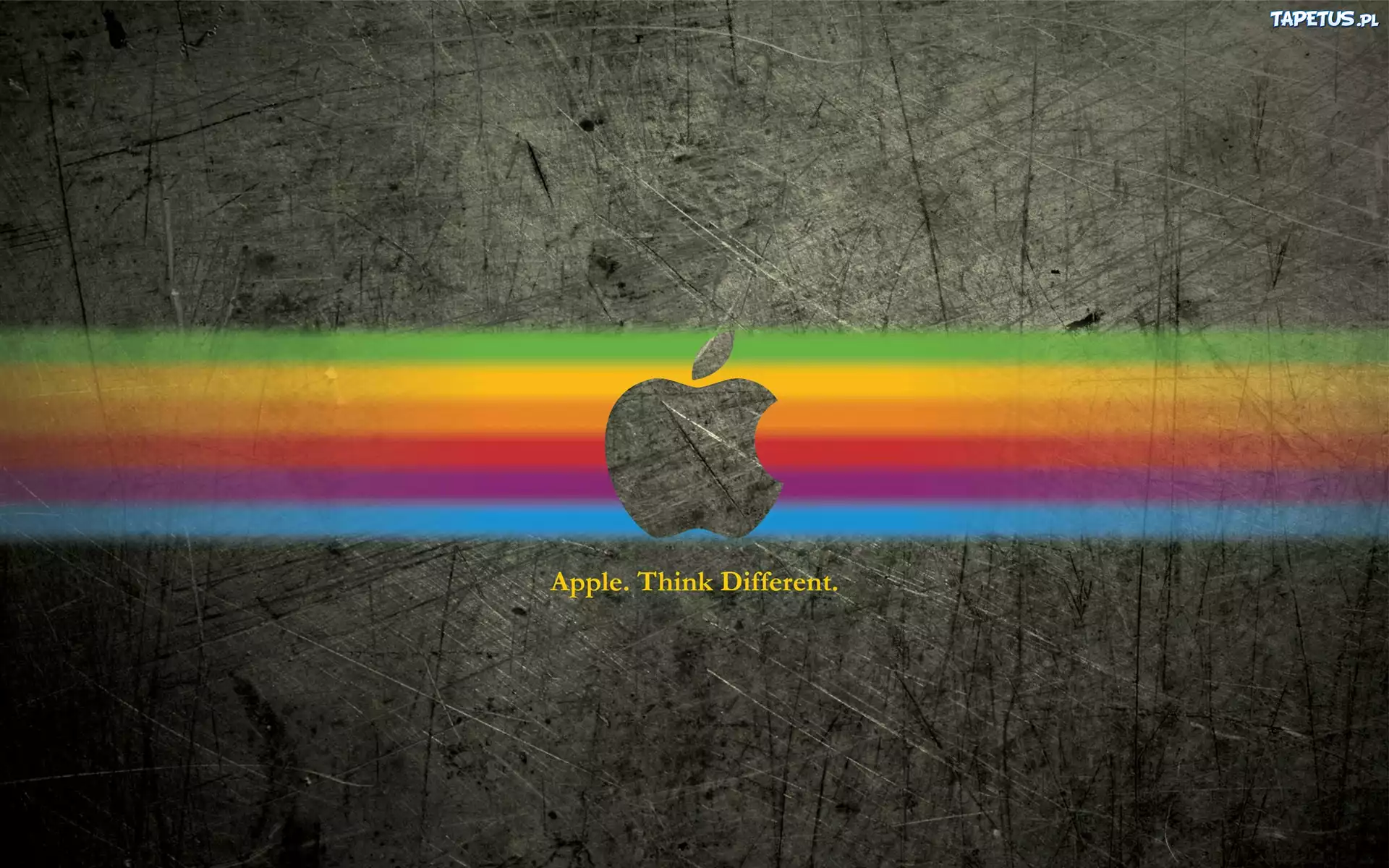 Apple, Logo, Tęczowa, Smuga, Napis