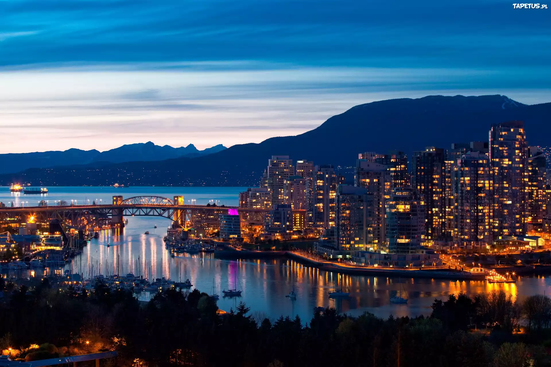 Oświetlone, Miasto, Vancouver, Kanada