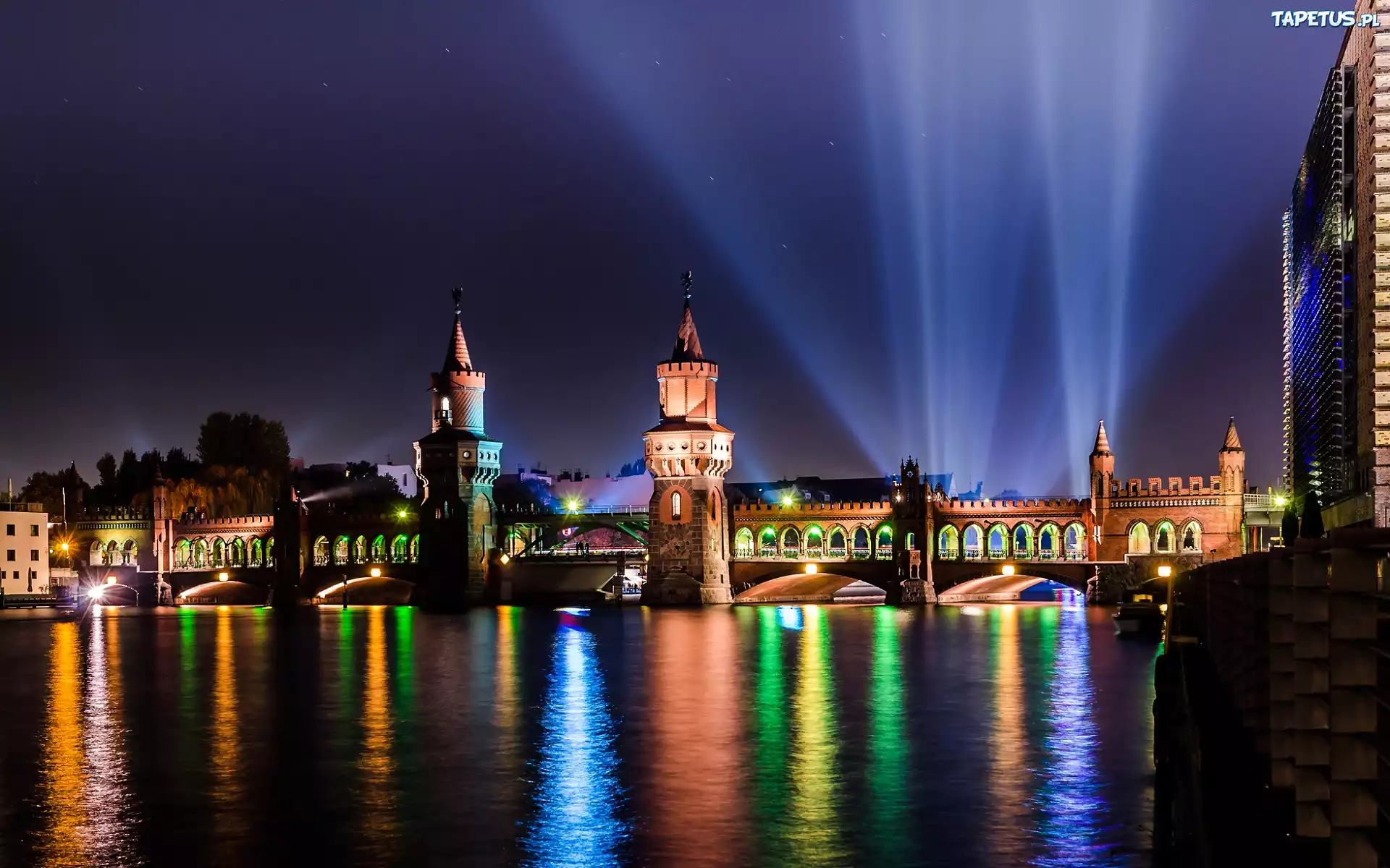 Miasto, Nad, Wodą, Iluminacje