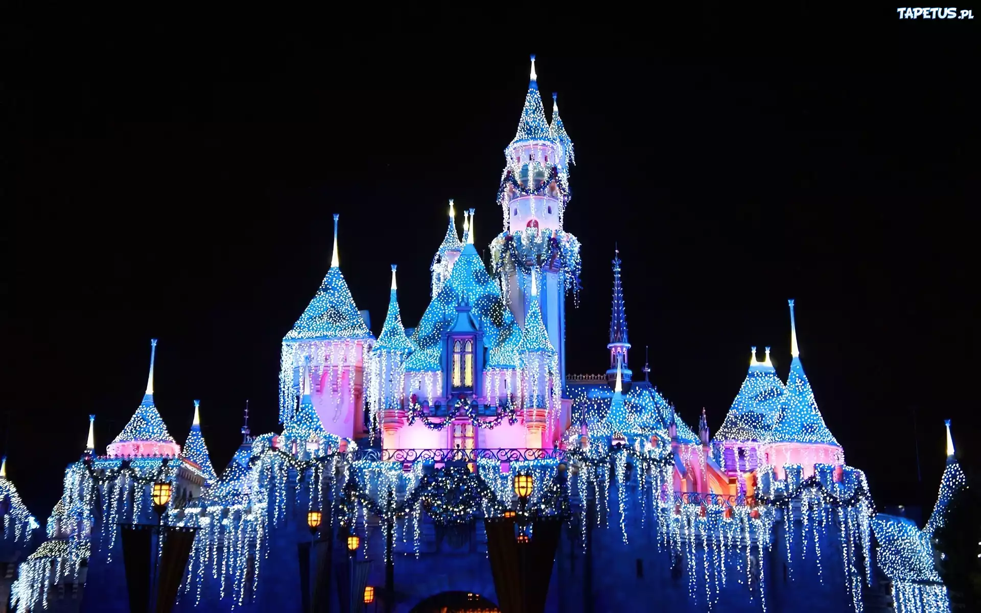 Disneyland, Zamek, Światła, Święta
