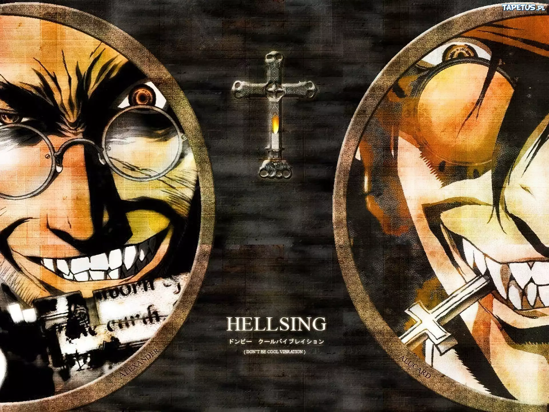 Hellsing, krzyż, twarze