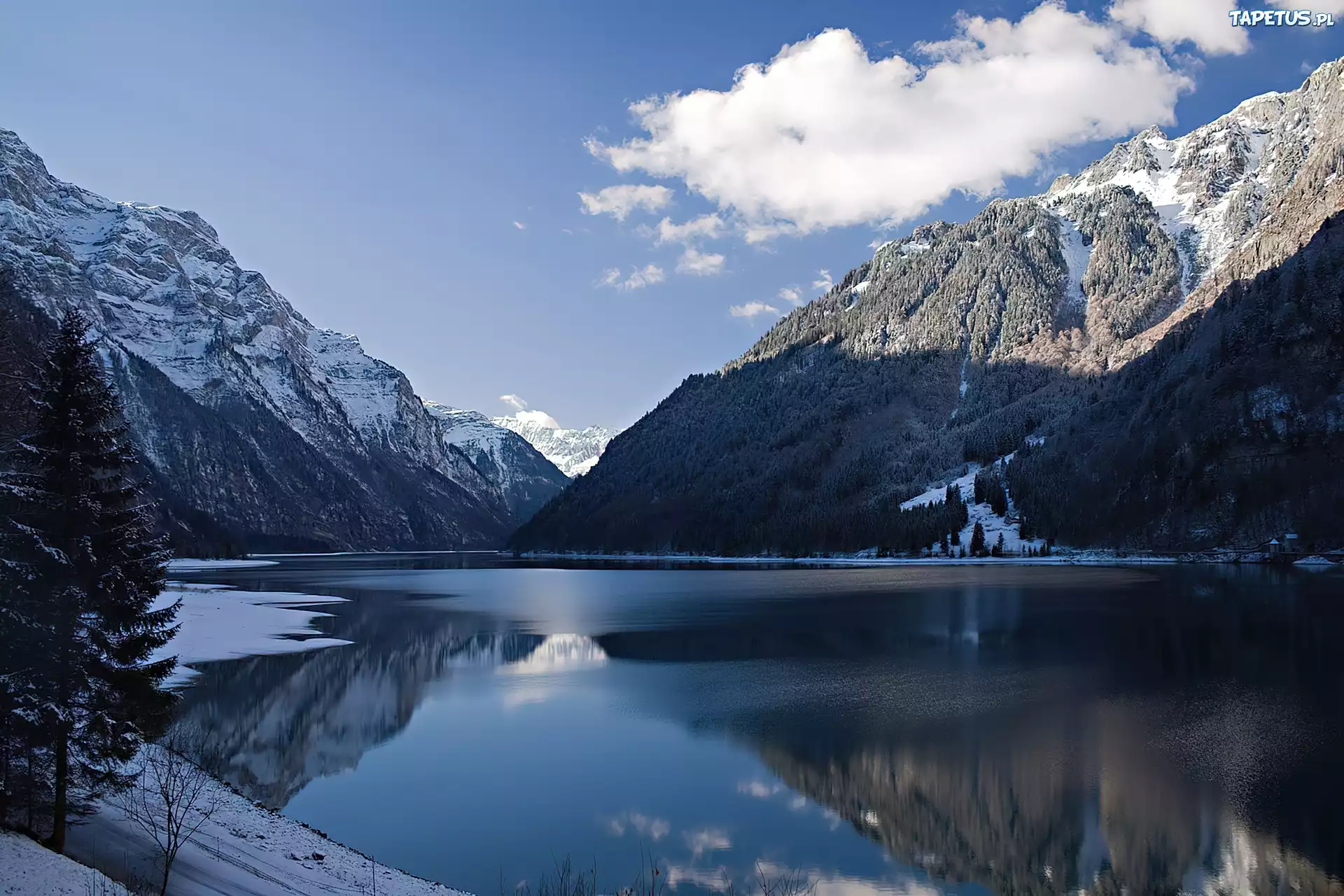 Jezioro, Góry, Glarus, Szwajcaria